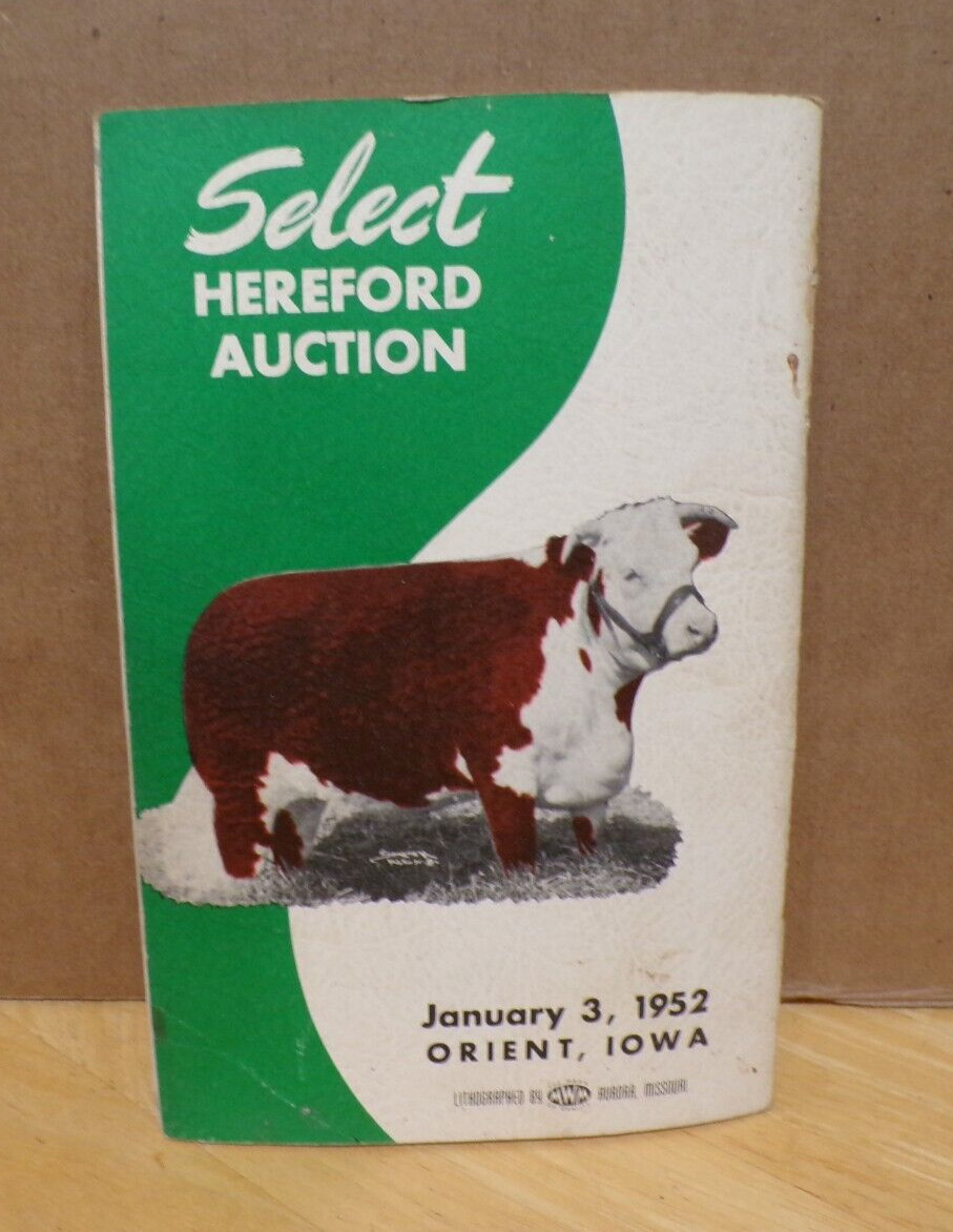 1952 Hereford Cattle Auction Wayne Wilson Harold Killion Orient Iowa FAMILY?
