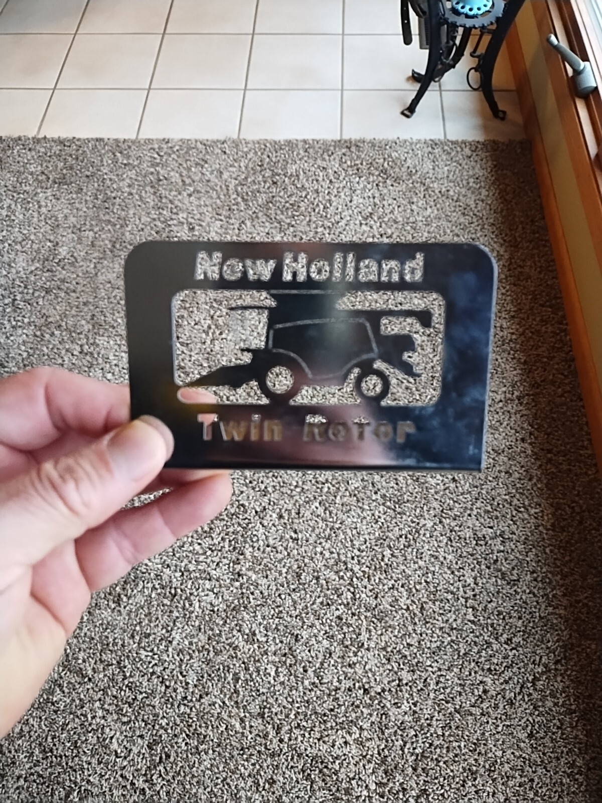 Vtg New Holland Twin Rotor Combine GRAND ISLAND PLANT Metal Emblem Sign Plate