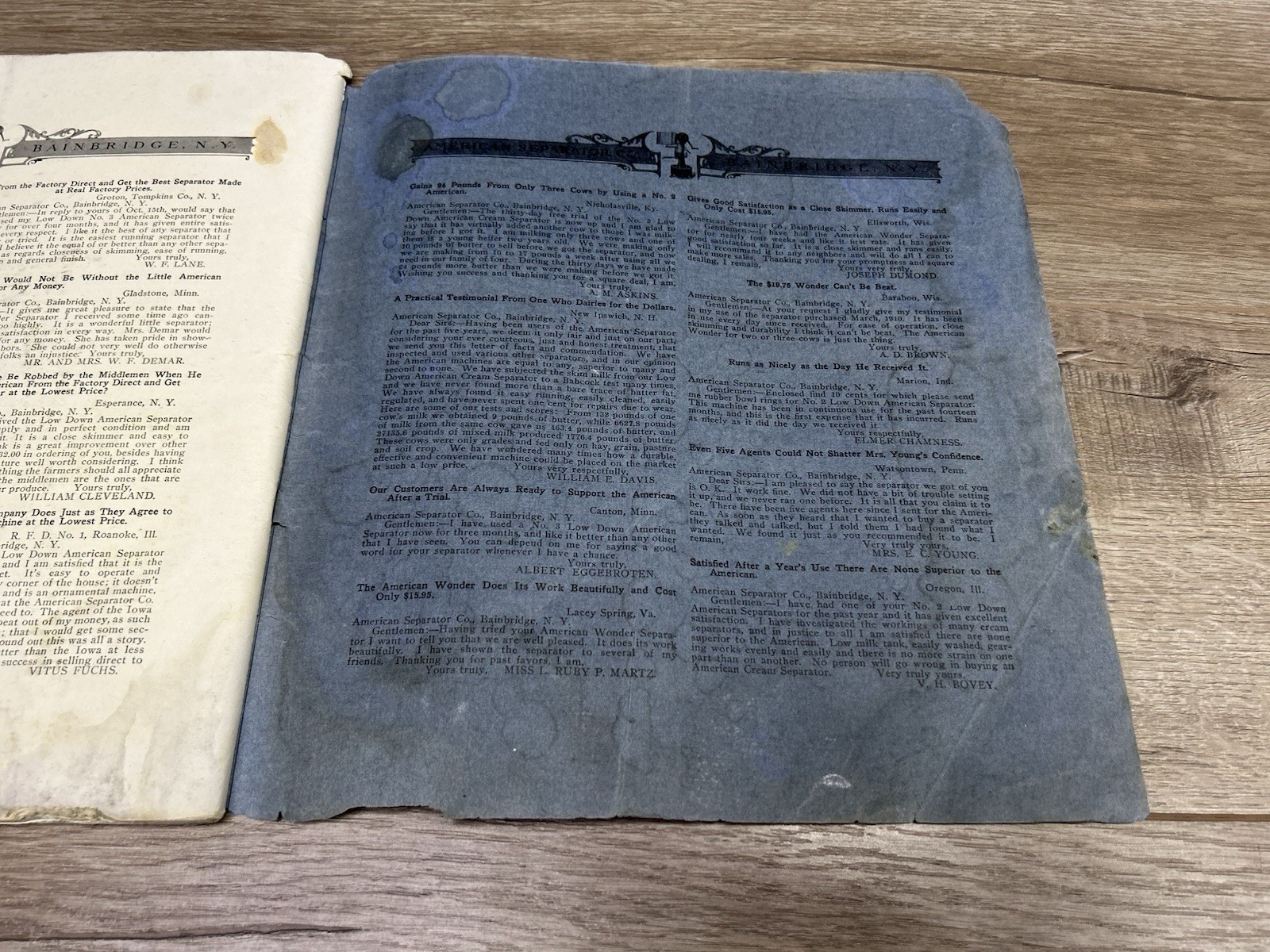 Antique Vintage Genuine American Cream Separator Co. Catalog