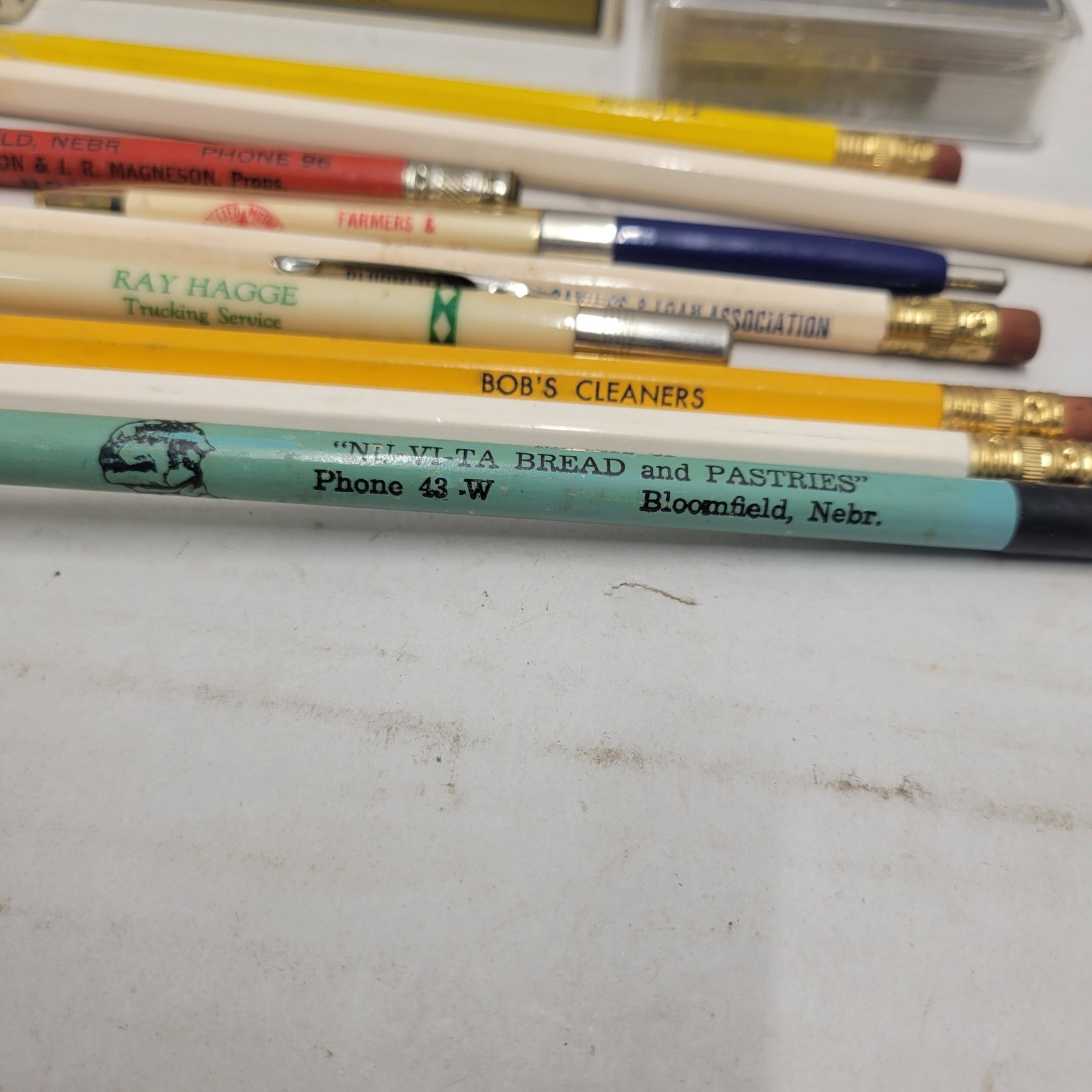 Vintage Bloomfield Nebraska Advertising Lot Farmers Co-op Playing Cards Pencils