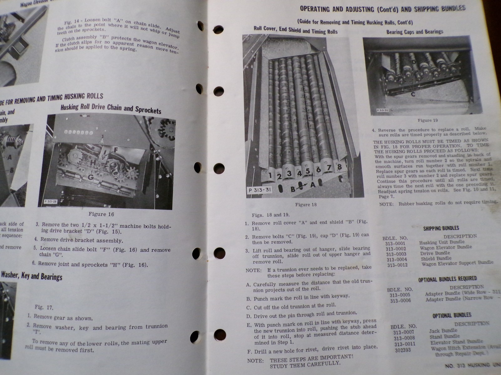 New Idea No 311 & 312 Two-Row Pull-Type Pickers Op&rsquo;s Manual, 313 Husking Unit