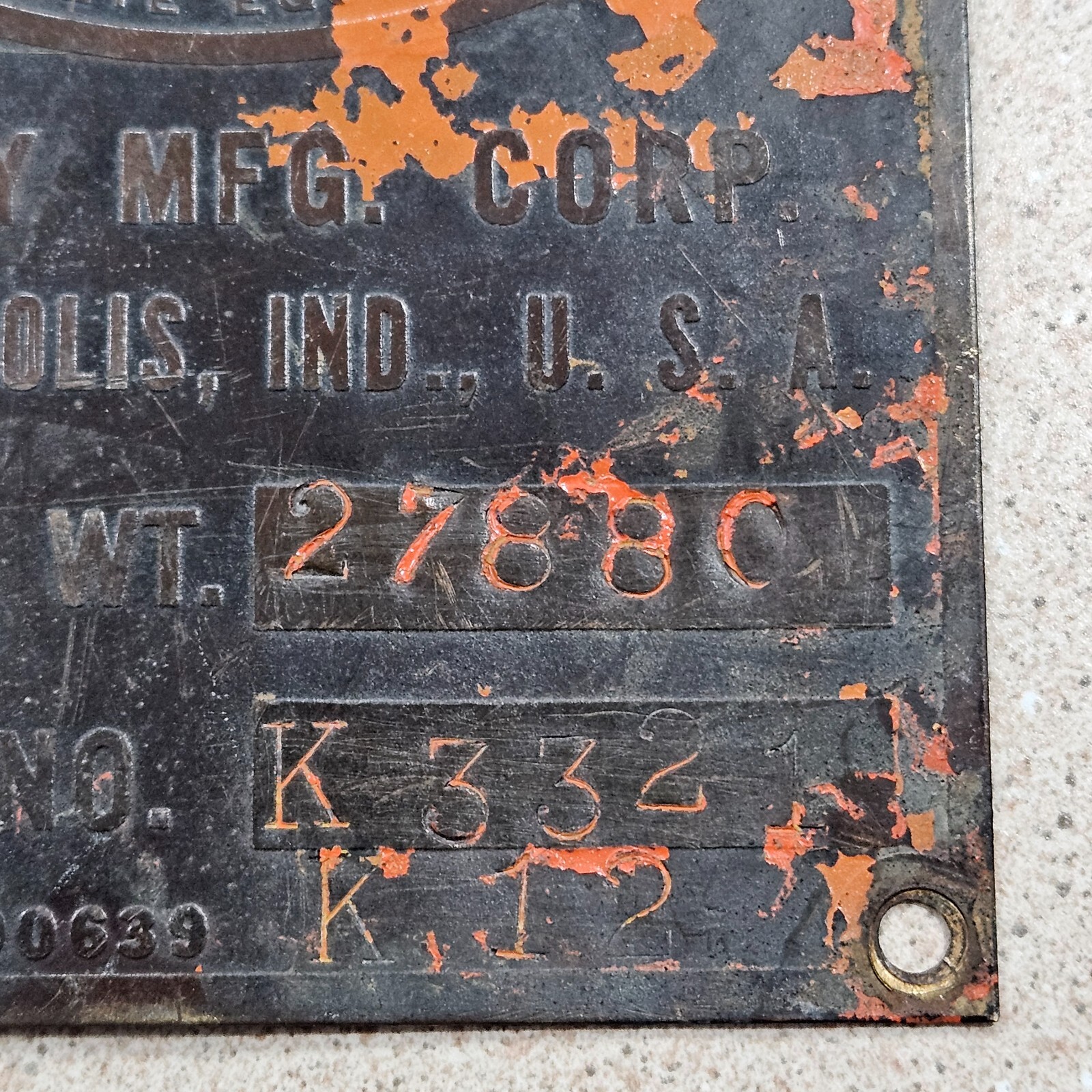 Vintage Insley Excavators Concrete Equipment Indianapolis Data Sign Badge Plate