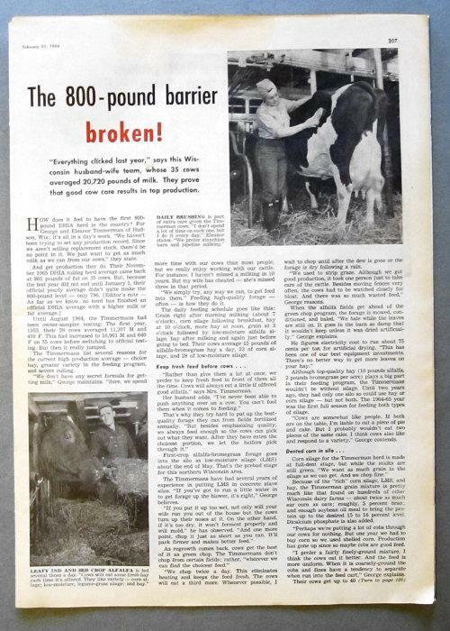 Original 1966 Dairy Article Features George & Eleanor Timmerman, Hudson WI