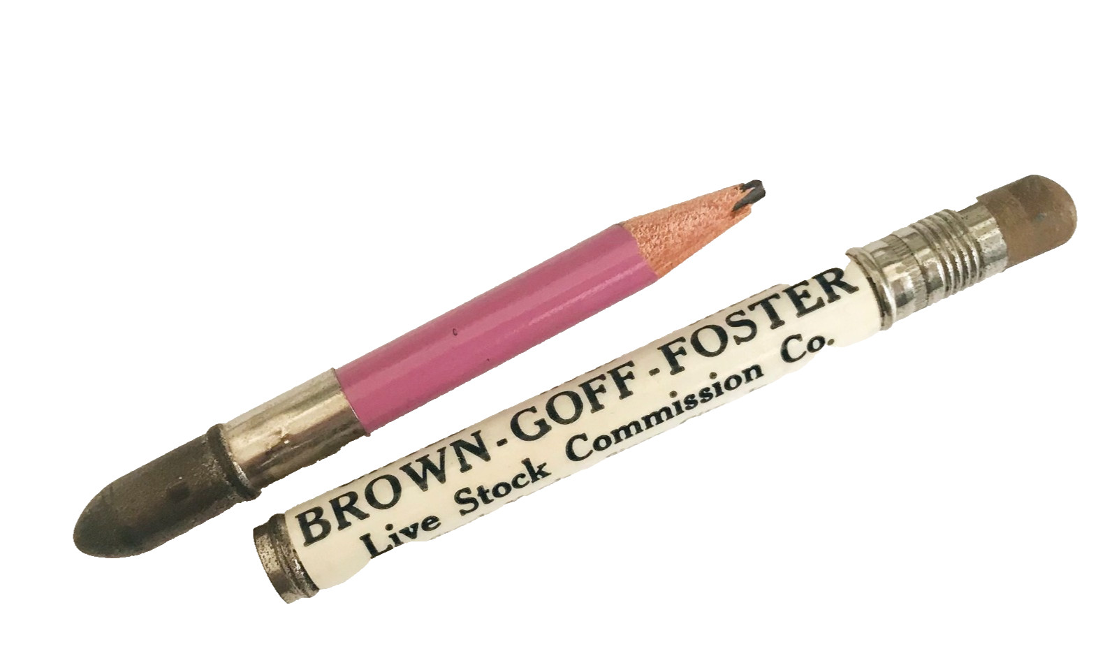 Vintage Live Stock Commission Bullet Pencil Sioux City IA Brown Goff Foster