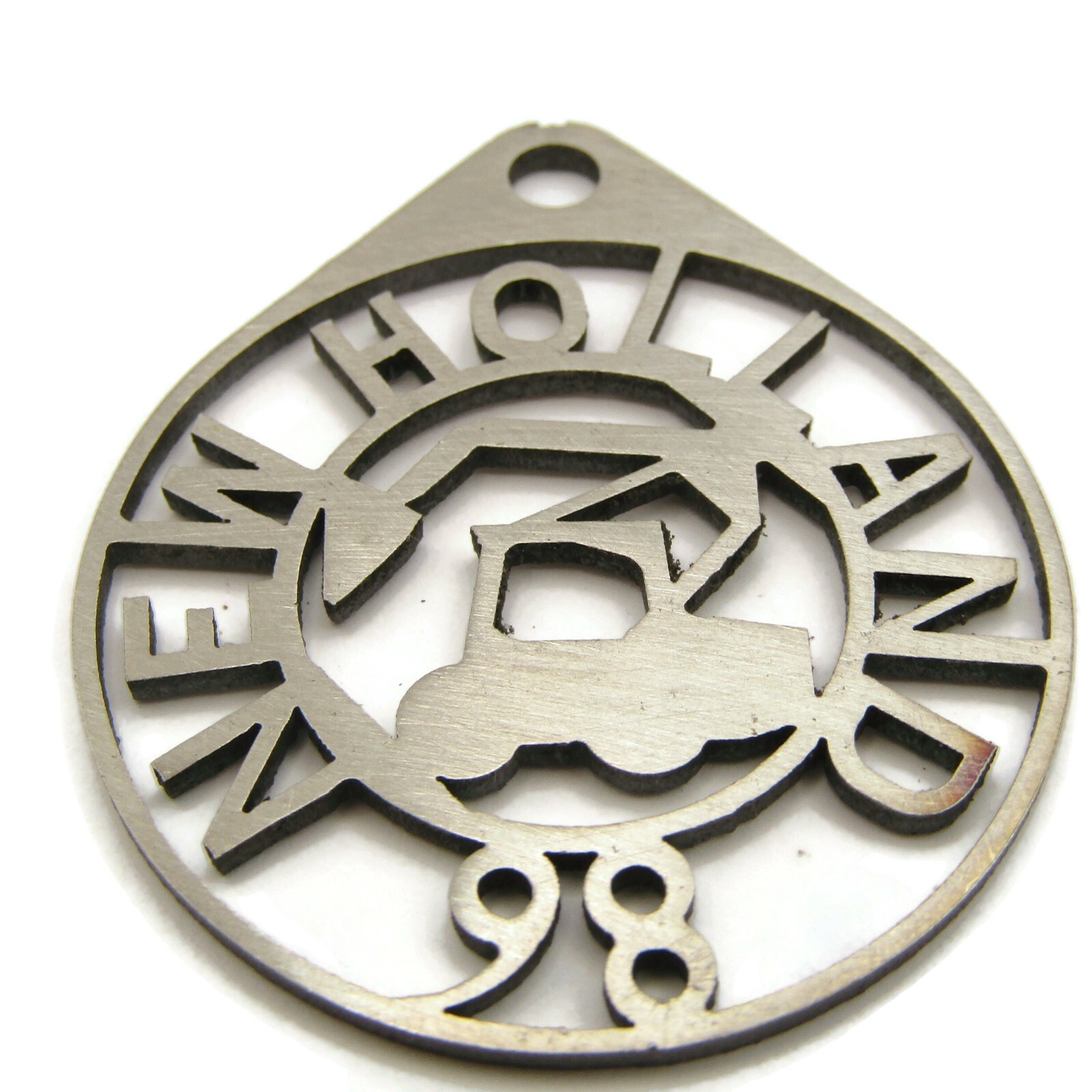 1998 New Holland Excavator Metal Keychain Fob Charm Vintage Agriculture Promo