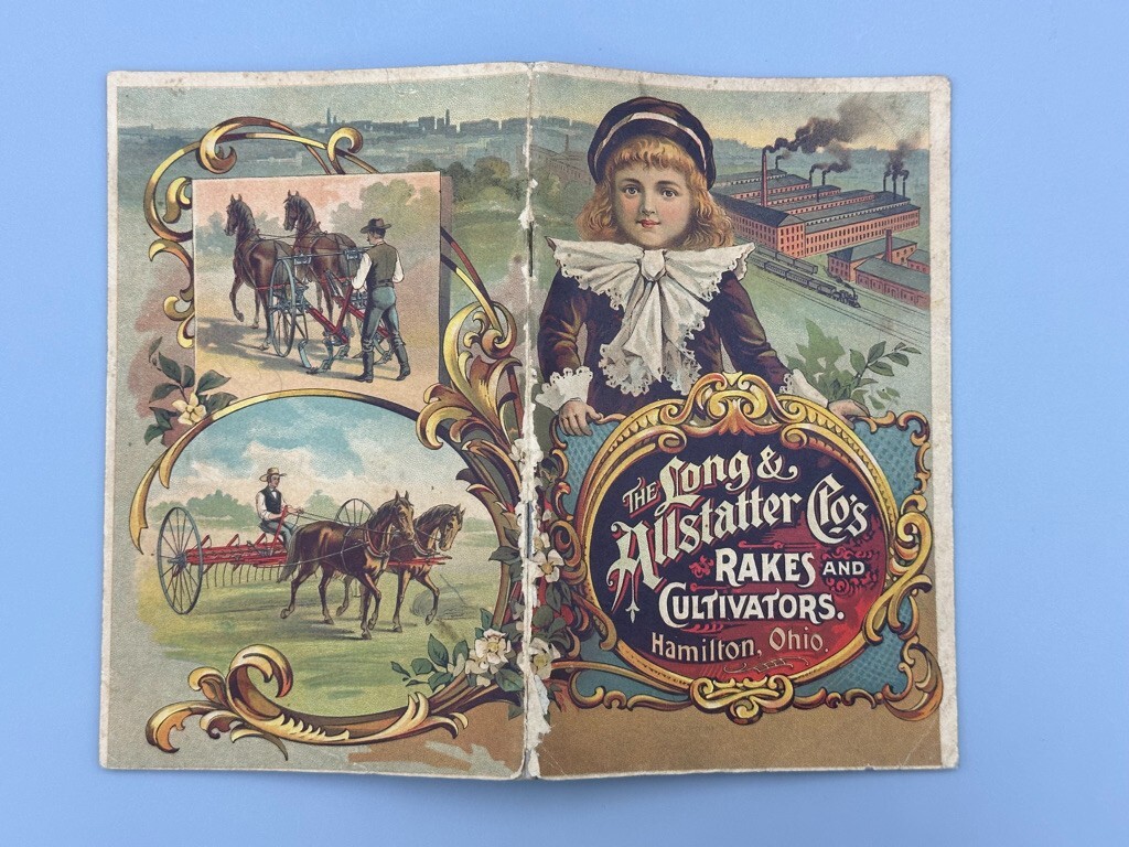 c 1890 Long & Allstatter Rake Cultivator FARM ADVERTISING Catalog HAMILTON Ohio