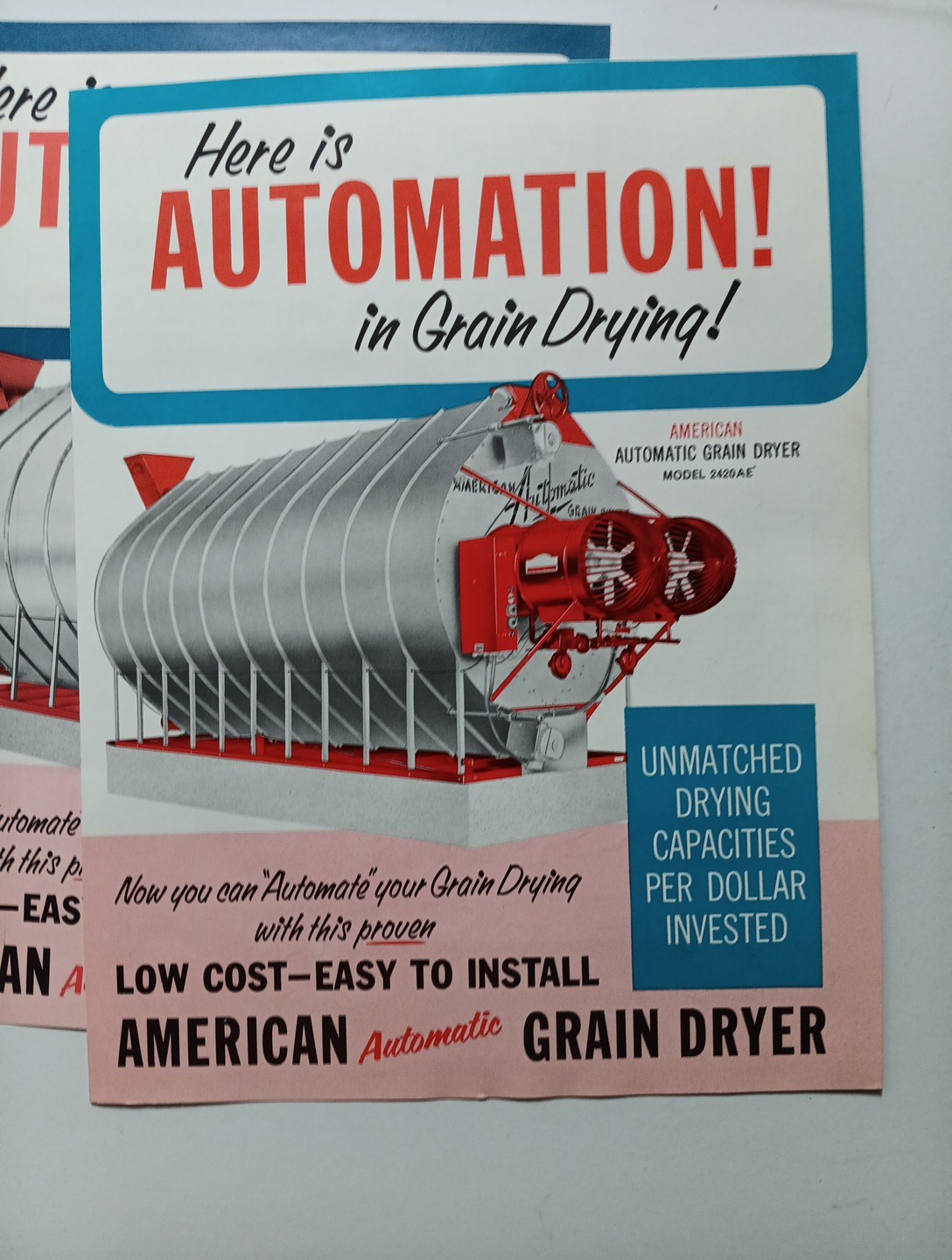3 American Farm Equipment Co Sales Advertising Flyer Brochures 2412AE, 2420AE