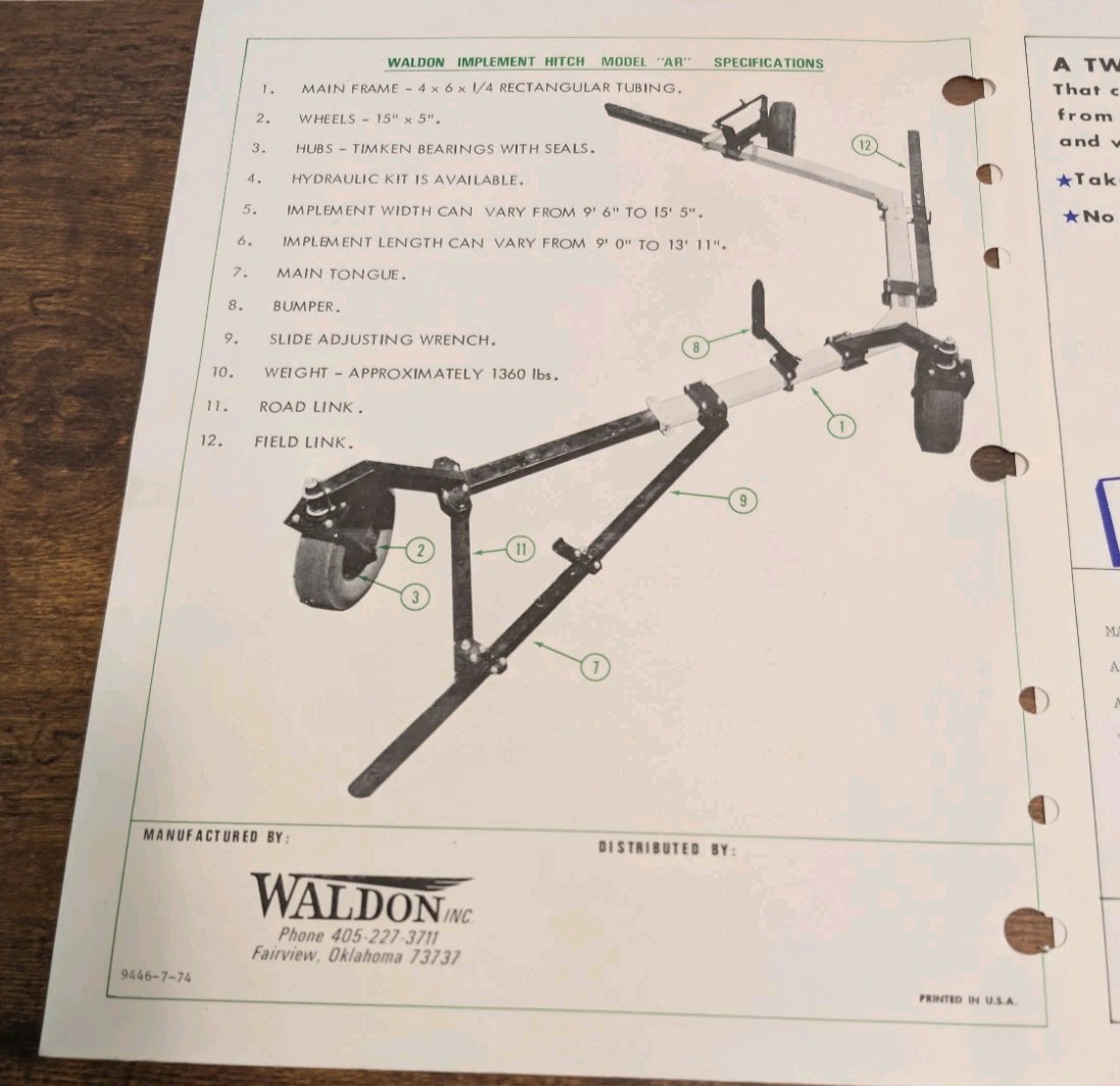 5 Waldon Agriculture Implement Advertising Brochures Dozer Blades And Hitches