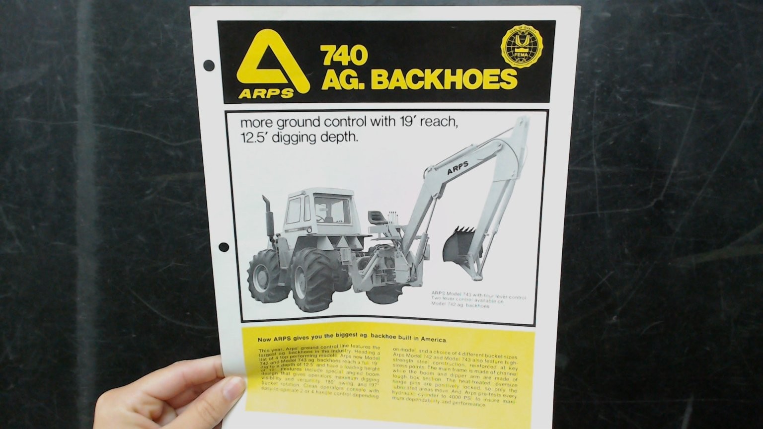 ARPS 740 Ag. Backhoes Vintage Agricultural Brochure 1970s Tractor