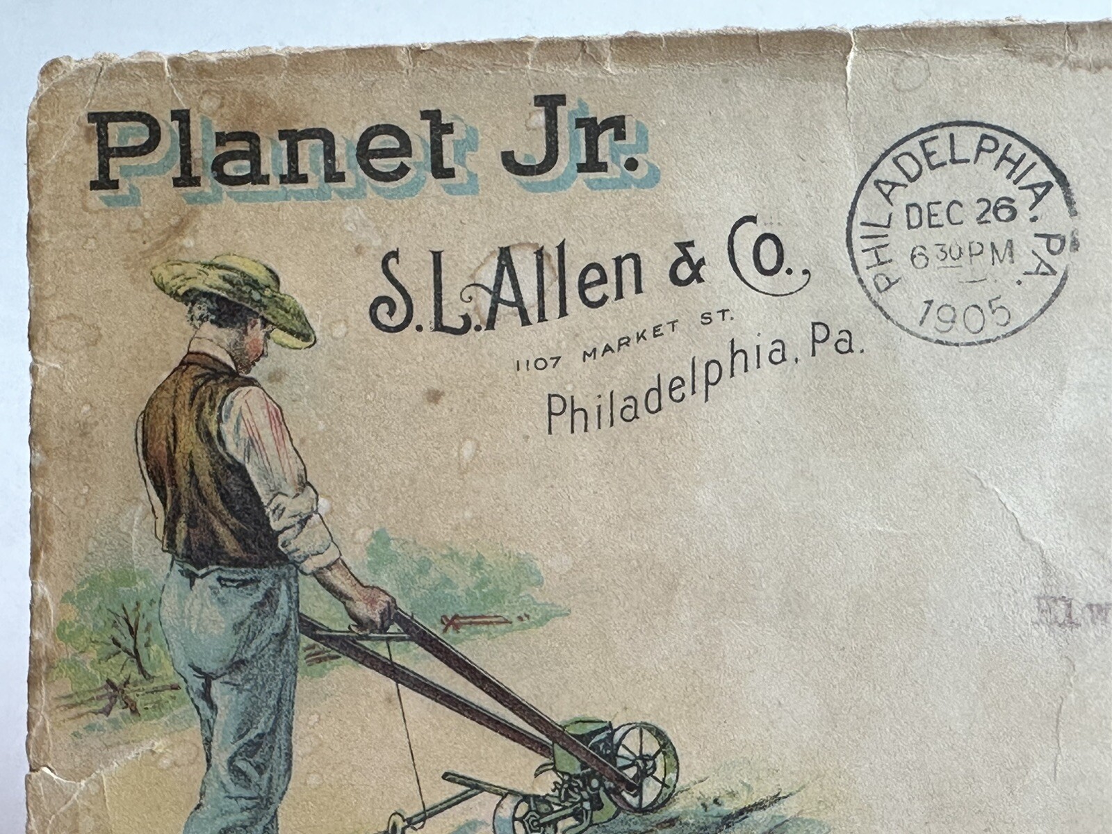 Vintage Planet Jr Farm Plow Hoe Cultivator Seed Antique Color Advertising Cover