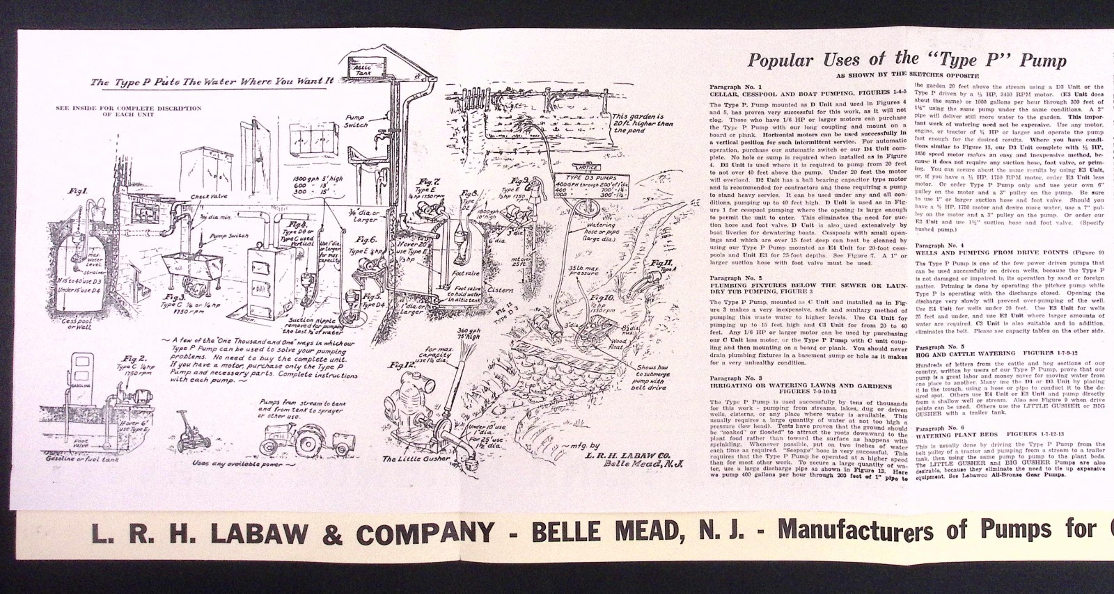 1954 Labawco Type P Pump Brochure L.R.H. Labaw & Co Belle Mead NJ