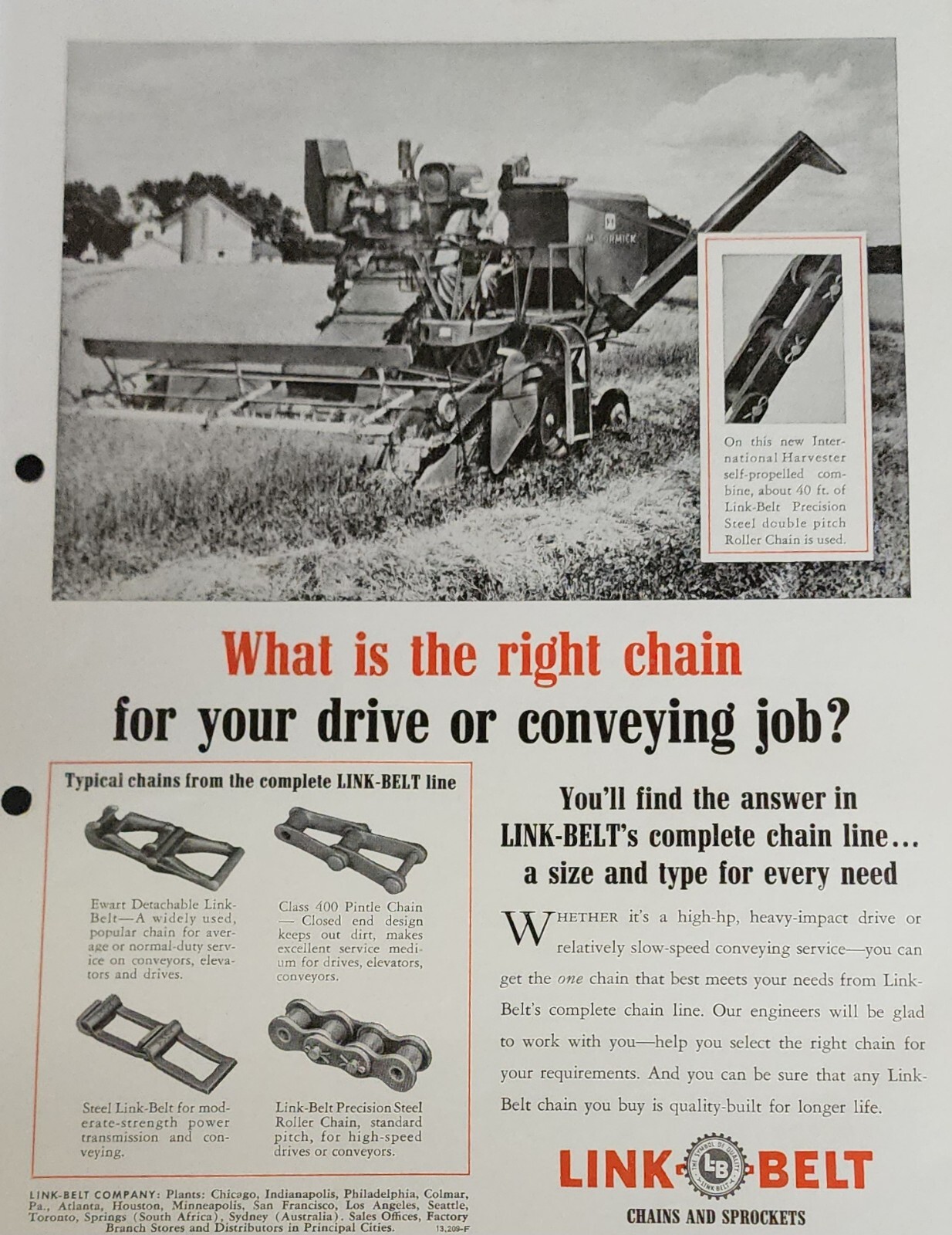 International Harvester IH McCormick Combine Picture Magazine Ad Farm Tractor