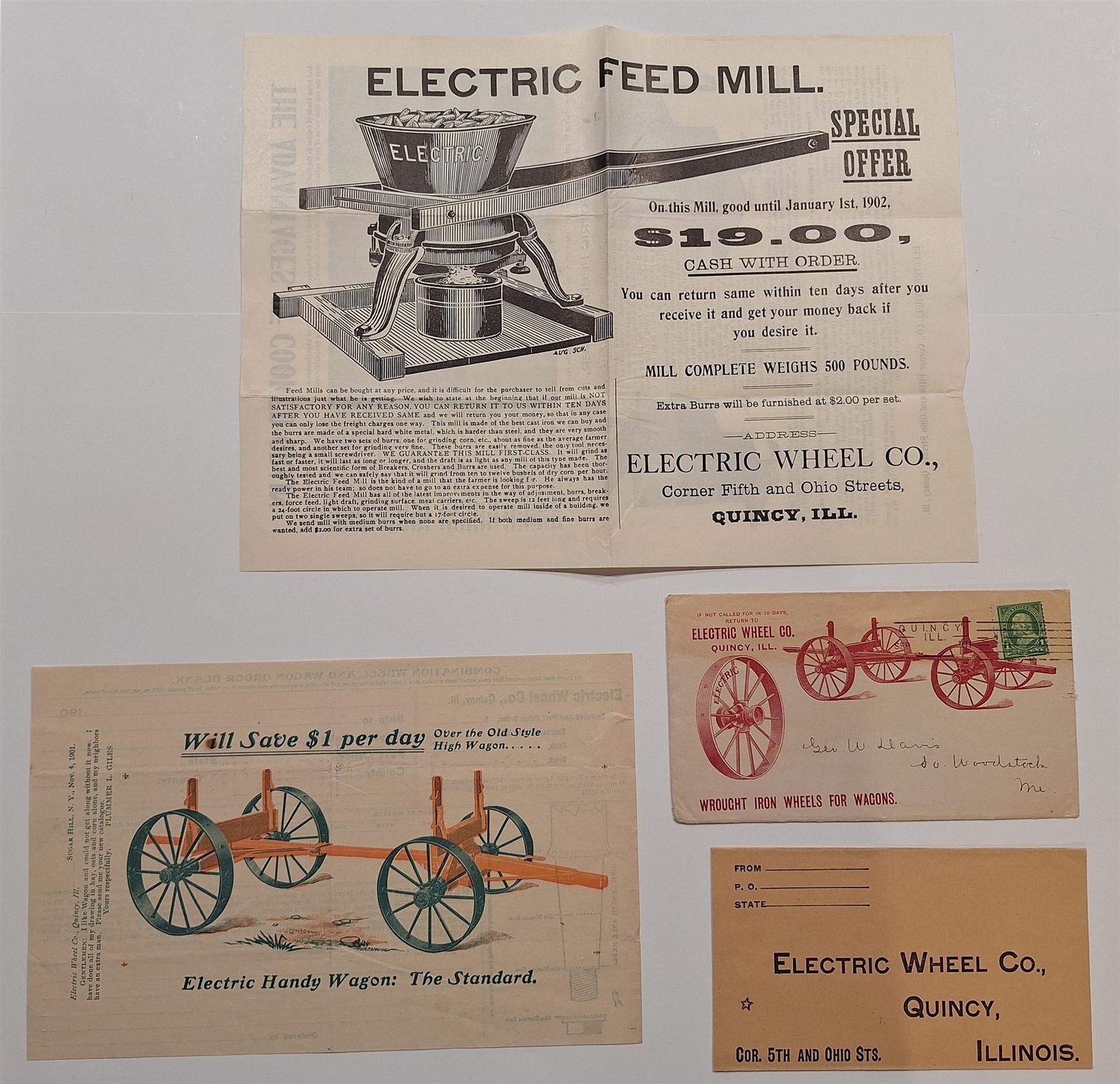Antique Electric Wheel Co Wrought Iron Wagon Wheels 1901 Quincy IL Advertisement