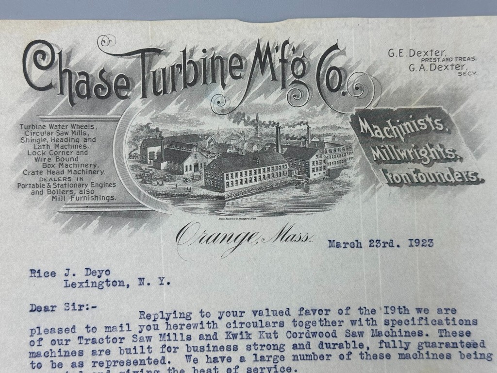 1923 CHASE Turbine FORDSON Tractor FARM Postal Cover ORANGE Massachusetts Adv