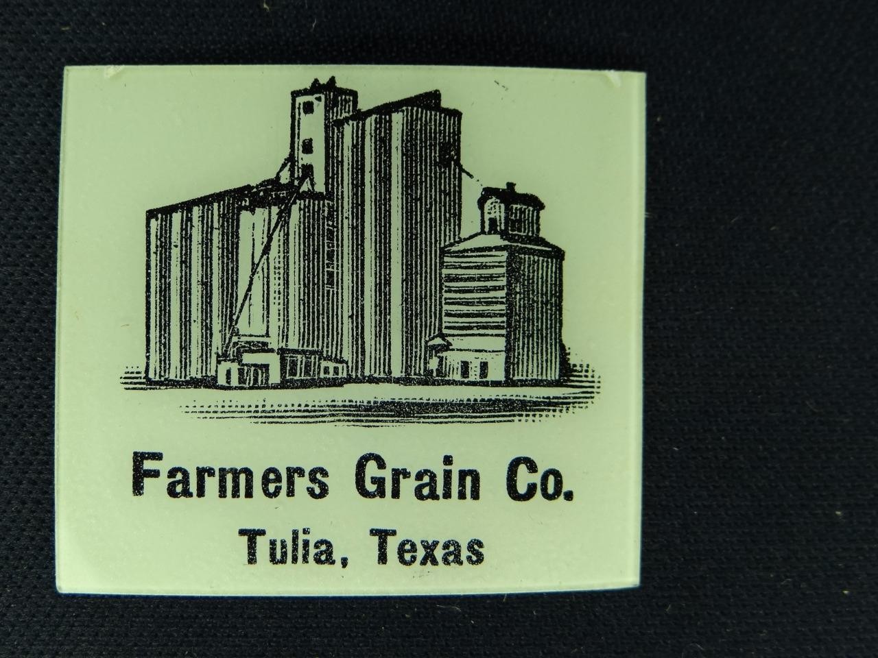 Farmers Grain Co Tulia Texas Artist Matchbook Proof on Celluloid Tray8-17