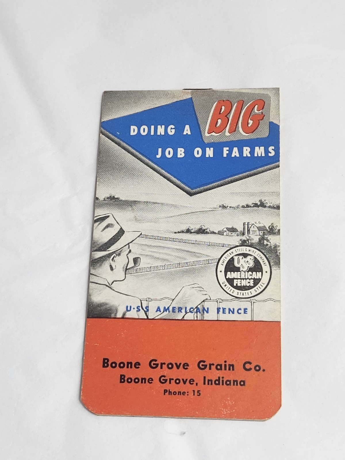 Vintage 1947/48 USS American Fence Notepad Patriotic Boone Grove, In