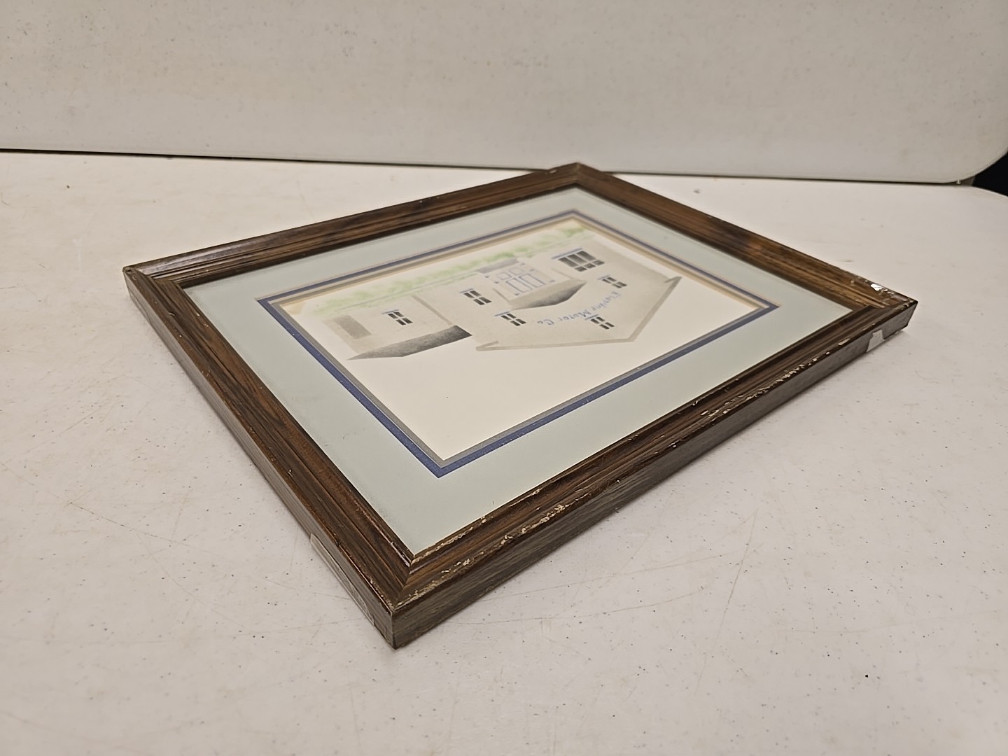 Vintage Klavine Motor Co Geneseo IL Textile Shop Painting Framed New Idea Dealer