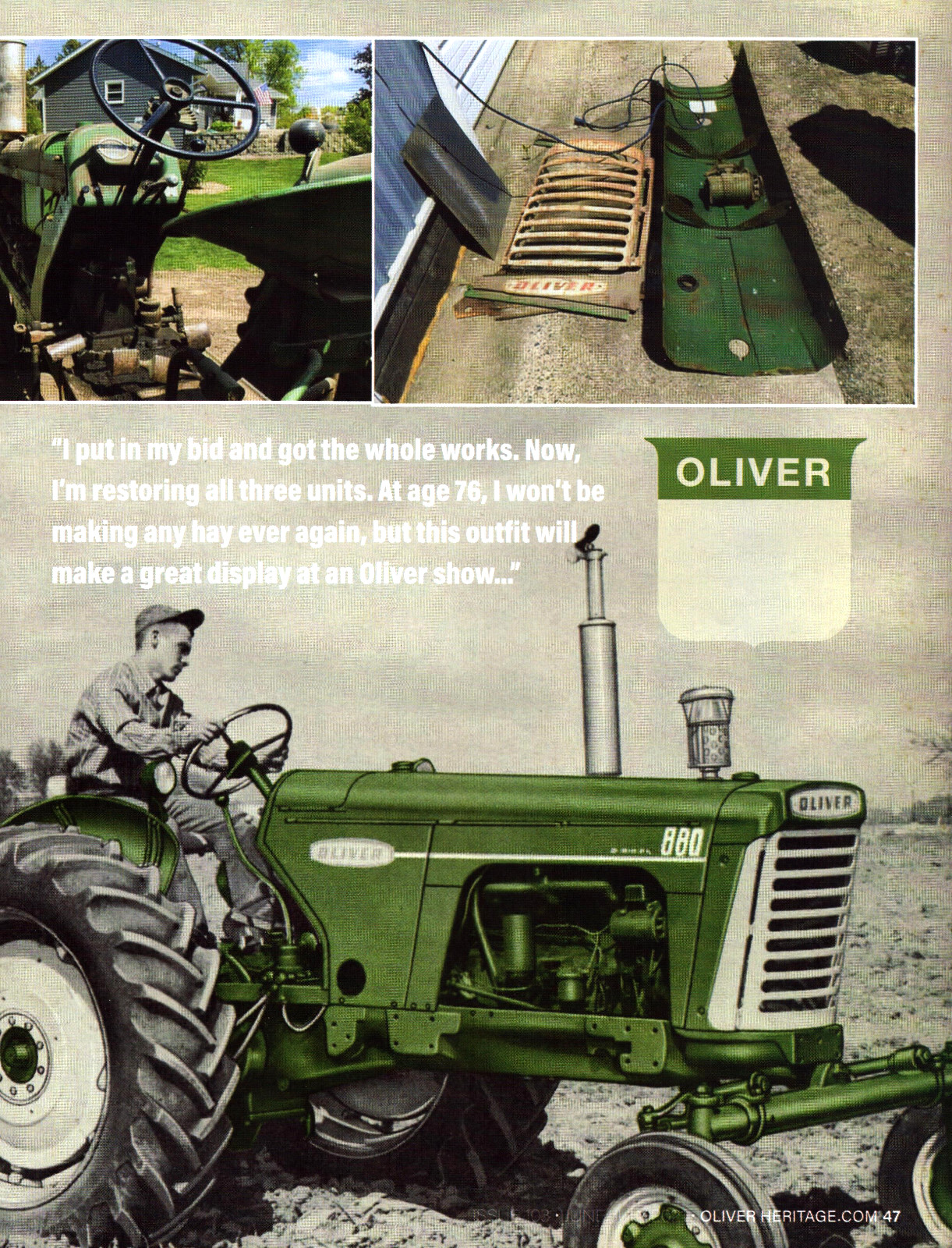 Oliver 880 Green Tractor Farm Agriculture Country Man Print 2021