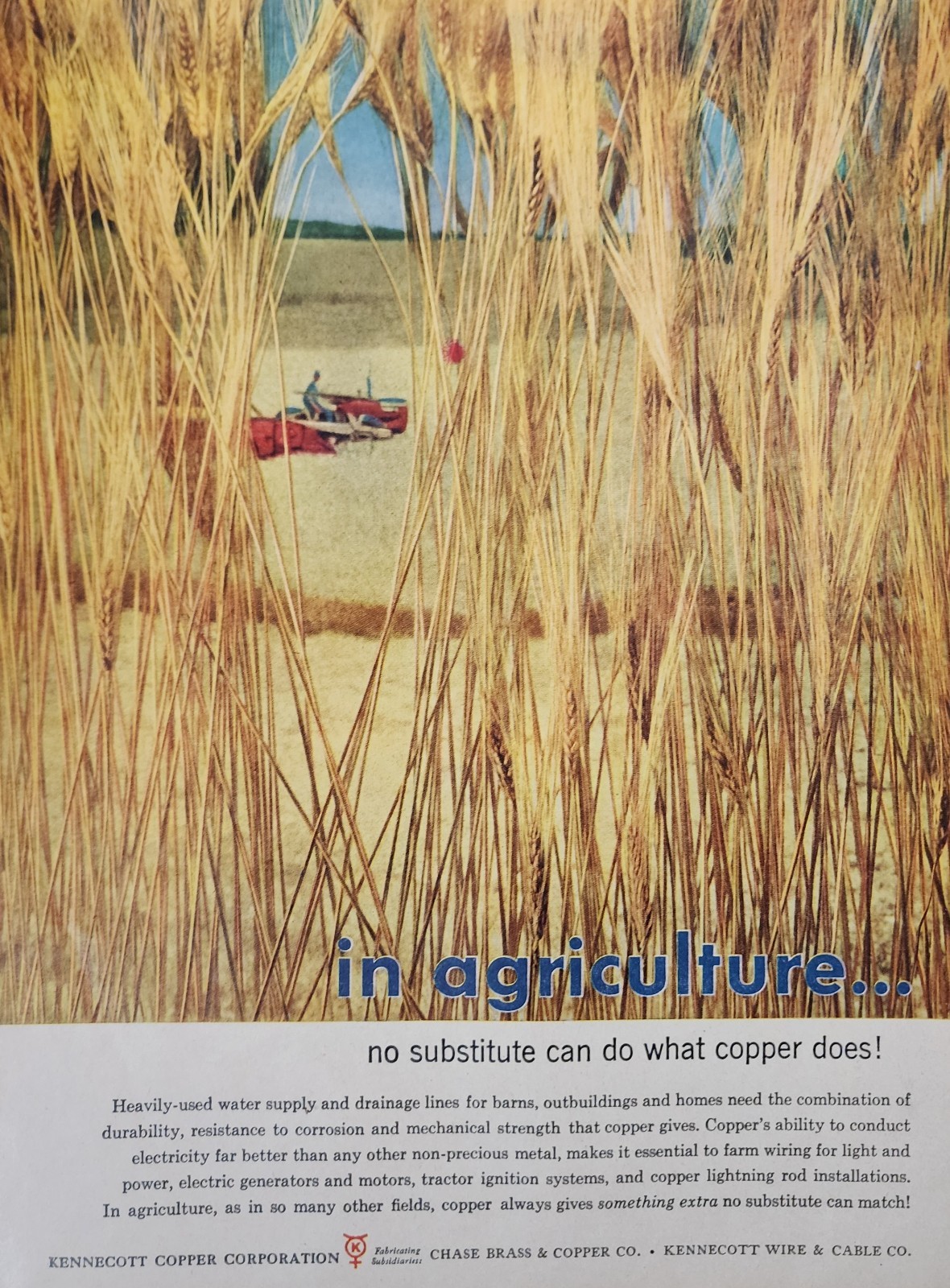 Tractor Agriculture Kennecott Copper Picture Magazine Ad Original Vintage Decor