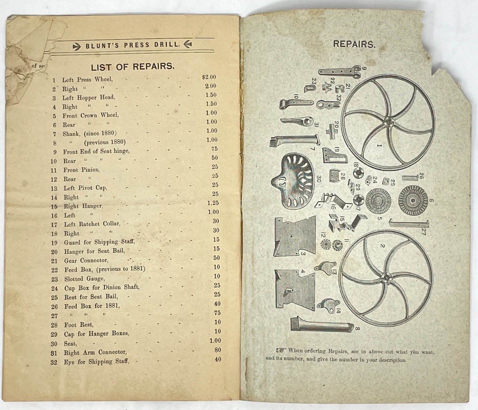 Blunt&rsquo;s Press Drill Seed Planting 1881 Rare Victorian Agriculture Catalog