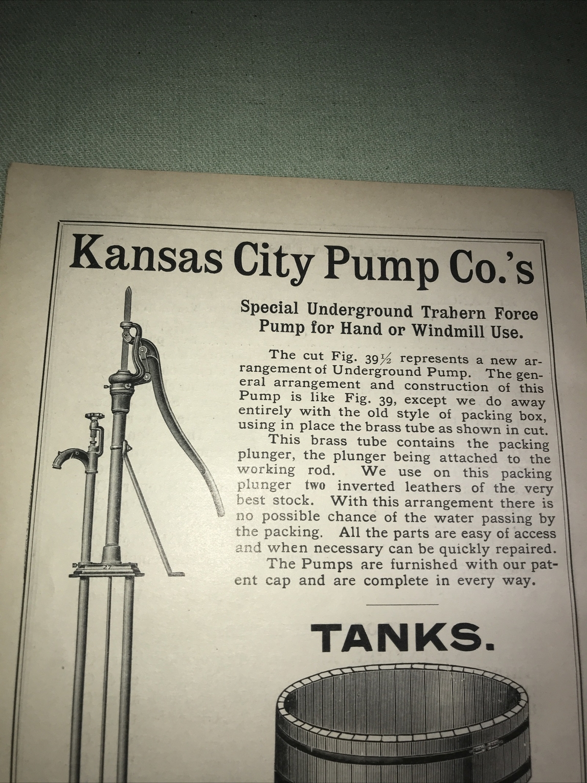 1898 Kansas City Pump Co. Farm Advertising – Missouri