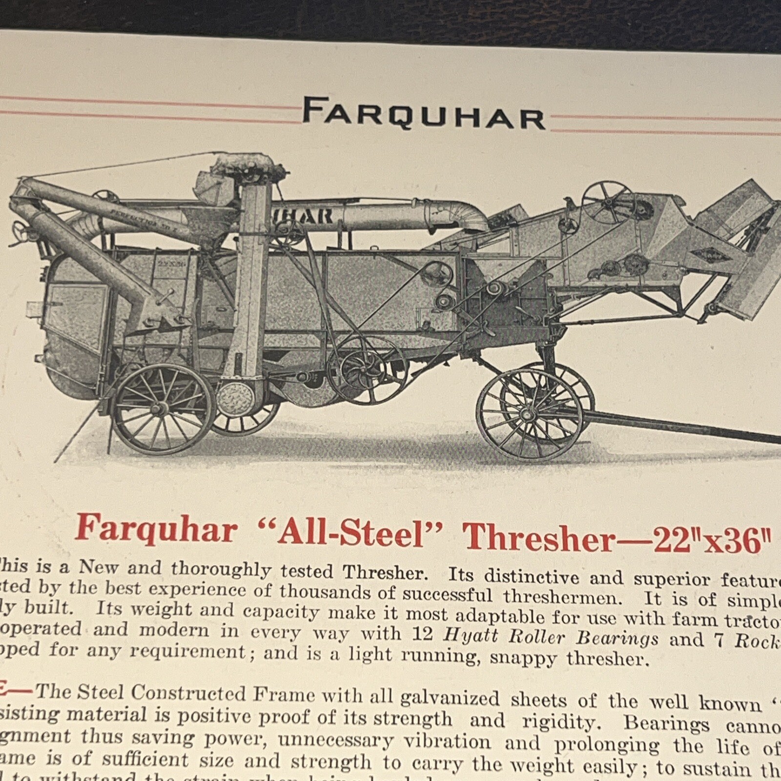 Rare Farquhar Machinery Brochure York, PA Threshers Farm Equipment