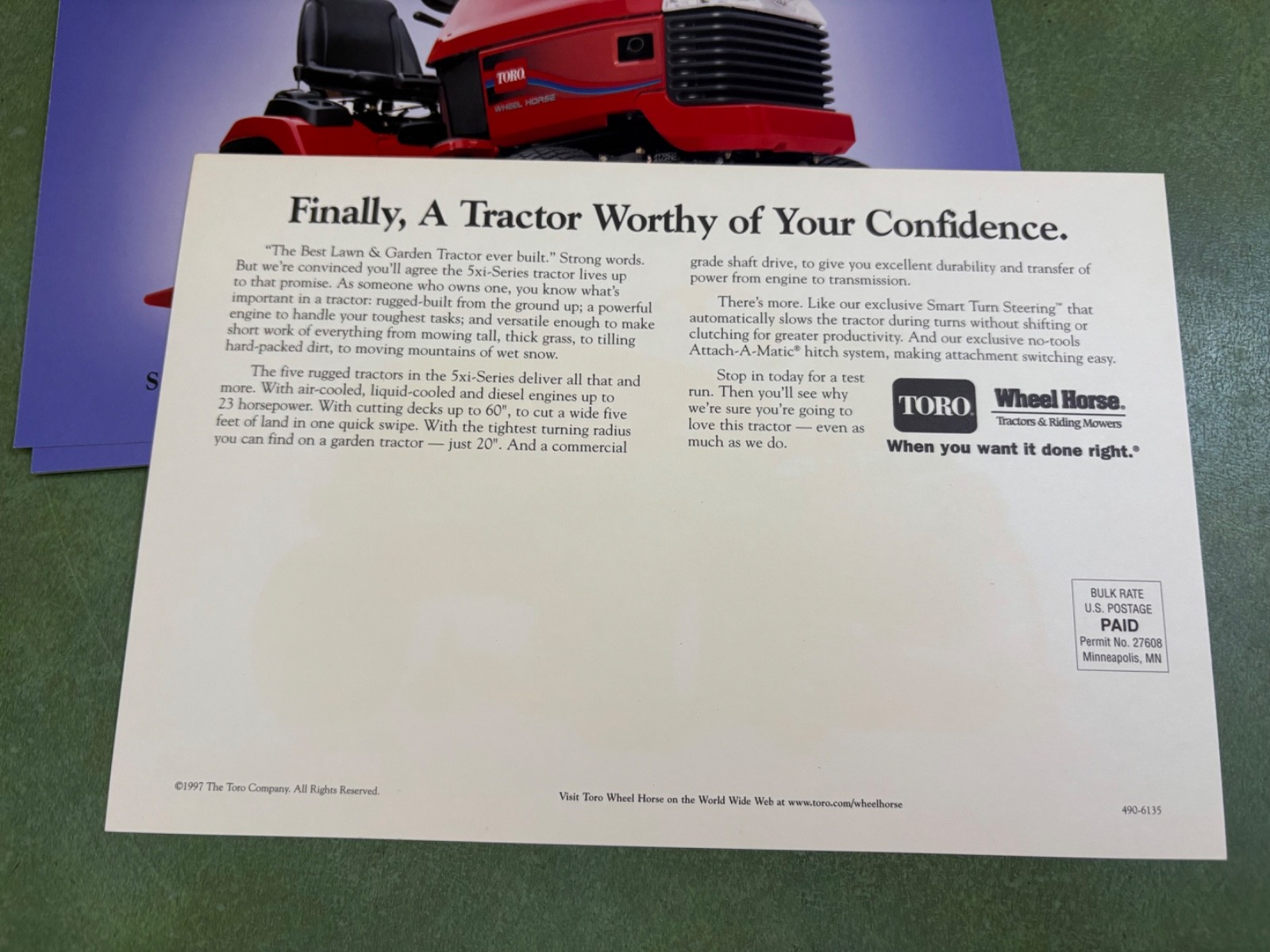 NOS Wheel Horse XI Series Advertising Post Cards