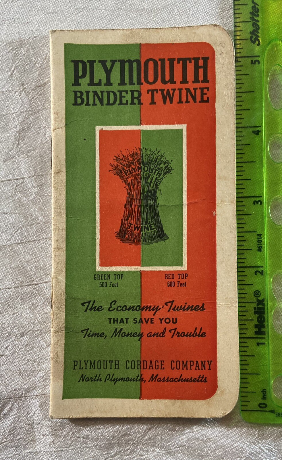 Vintage Plymouth Binder Twine Pocket Memo Book 1941 Calendar