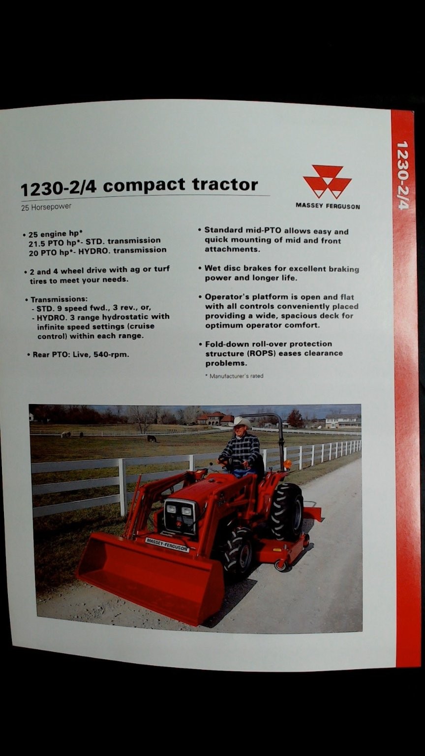 Massey Ferguson 1230-2/4 Compact Tractor Brochure Vintage Agriculture