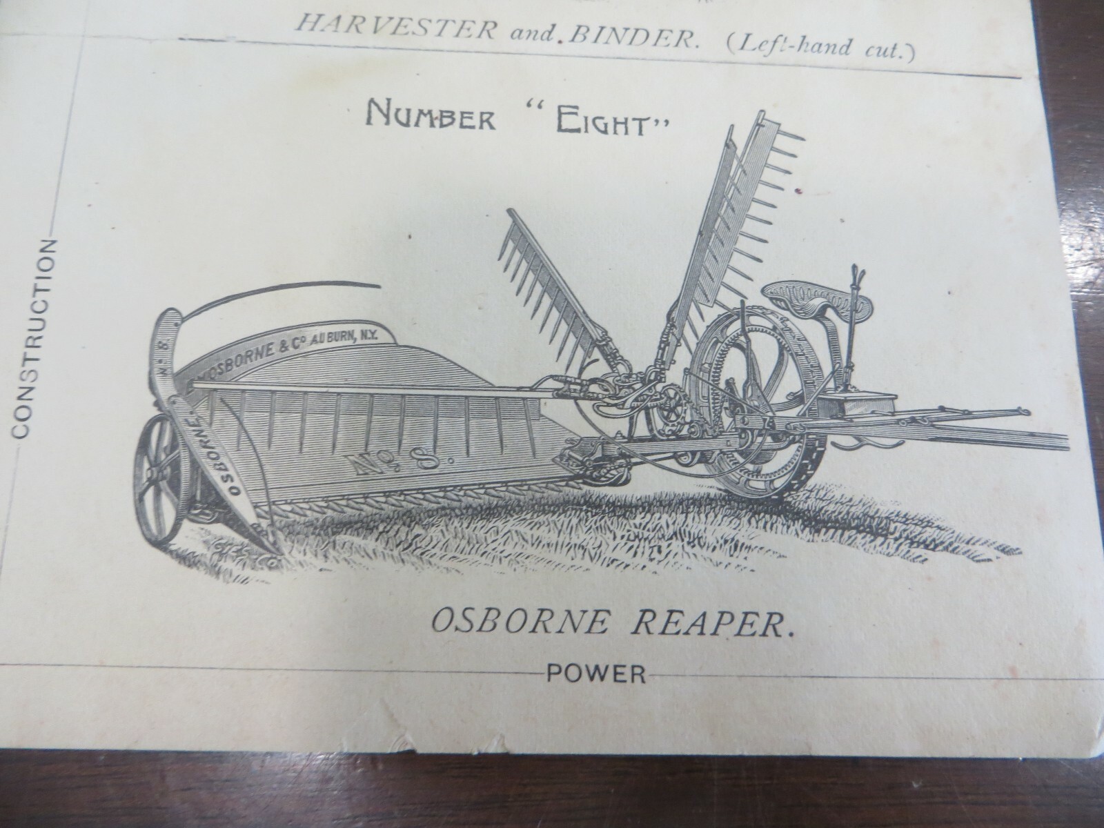 Osborne Harvester & Binder,Osborne Reaper Horsees Picture Victorian Trade Card