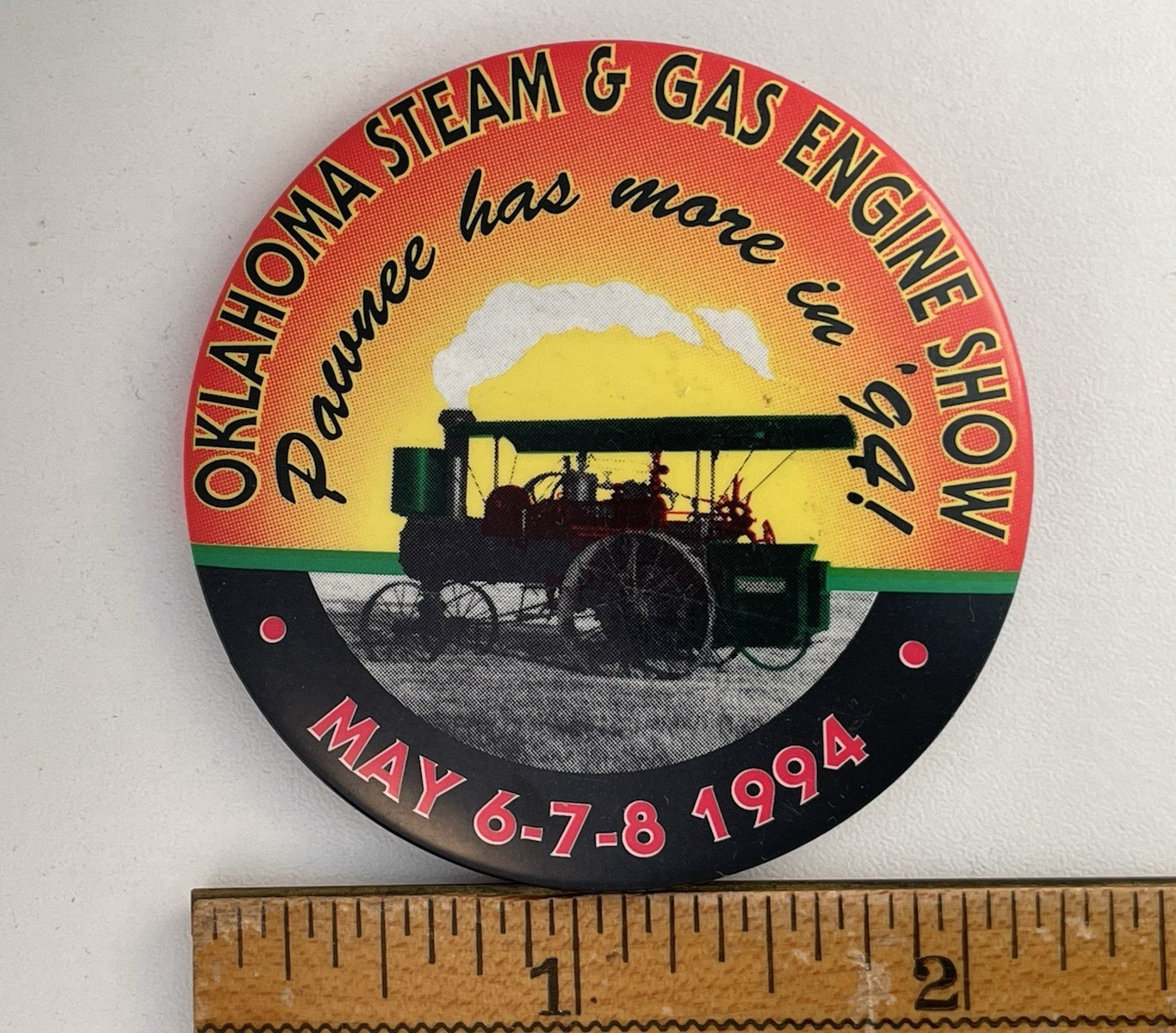 Pinback Advertising Button: Oklahoma Steam & Gas Engine Show 1994