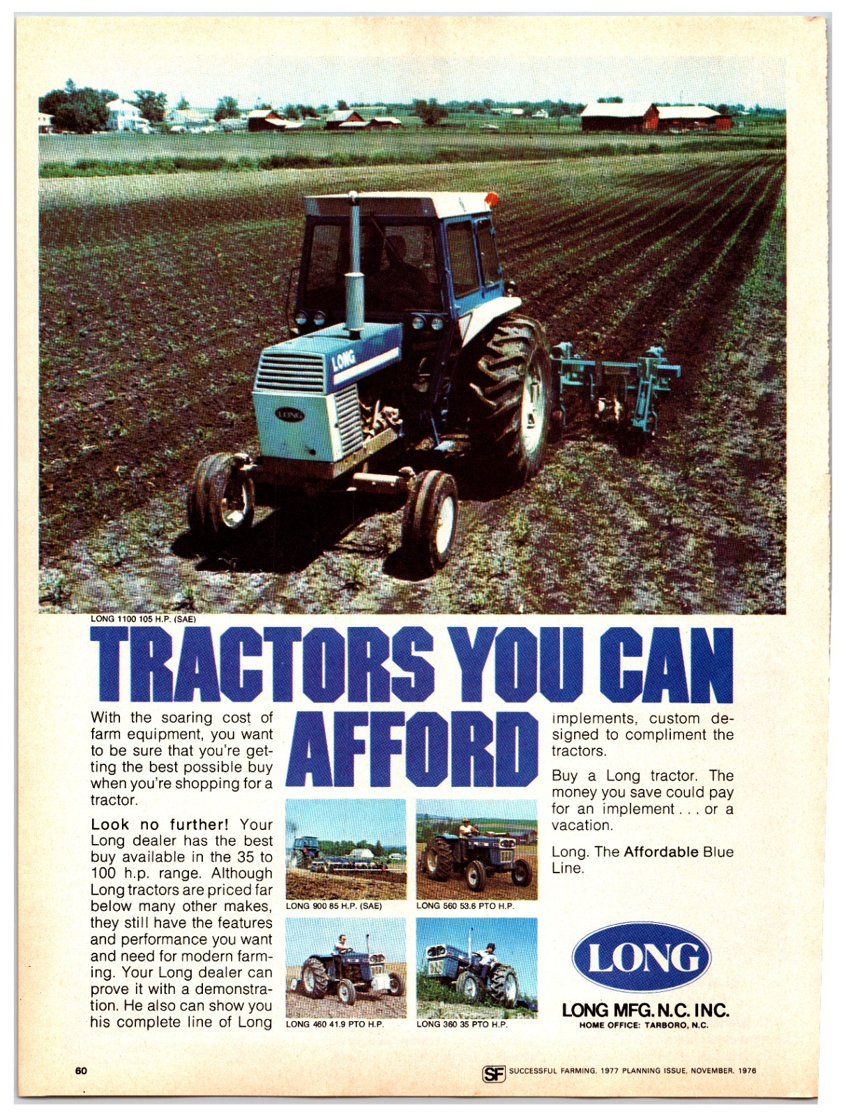 Vintage 1976 Long Tractors – Original Print Ad (8in x 11in) Advertisement