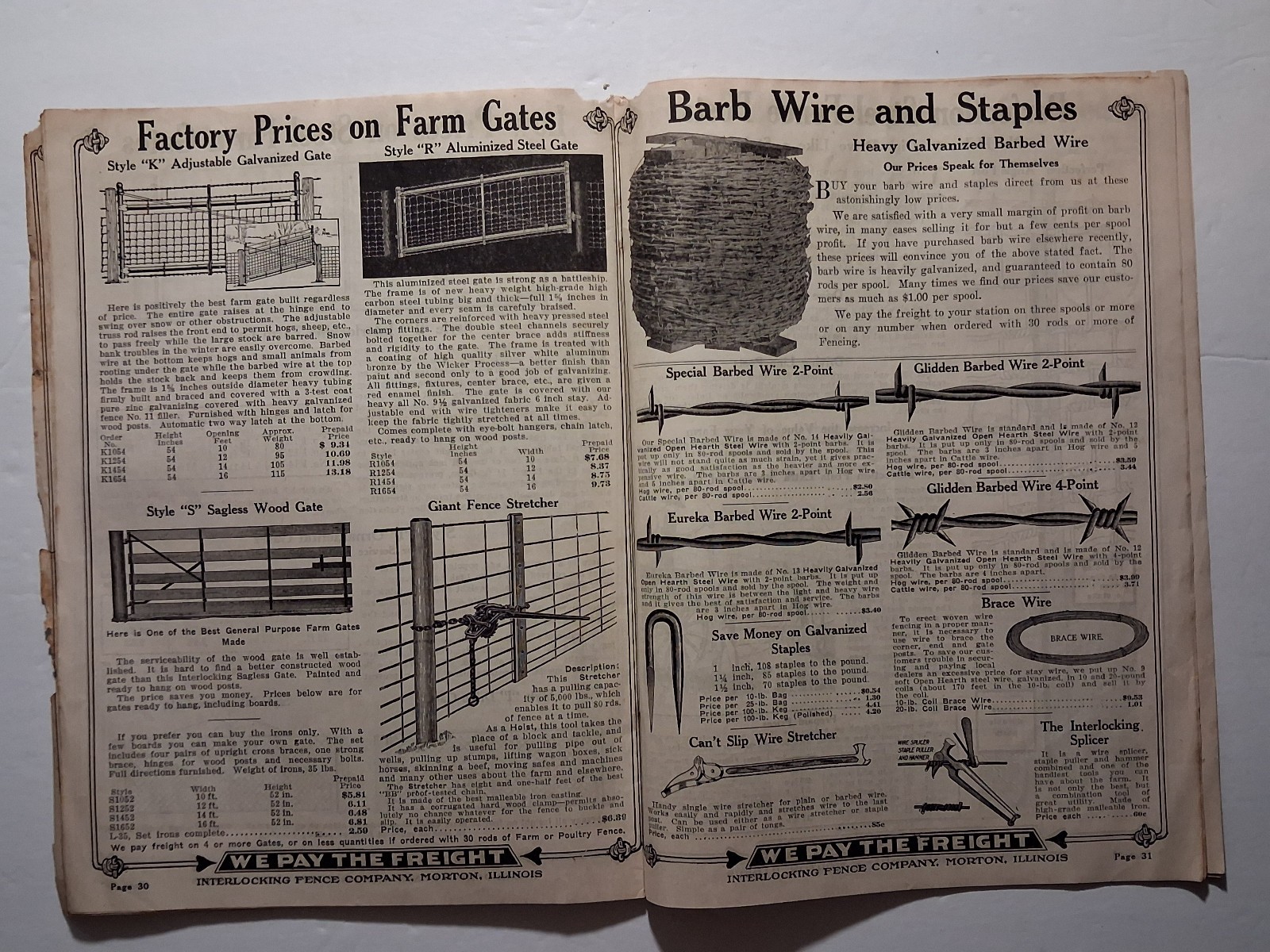 Interlocking Fence Co. Catalog, Better Fences Factory Prices, 1925