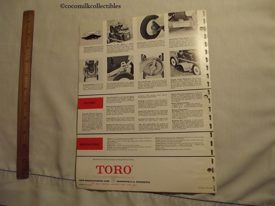 1963 Sales Brochure Toro 21&Prime; Hevi Duty Whirlwind Lawn Mower Minneapolis MN