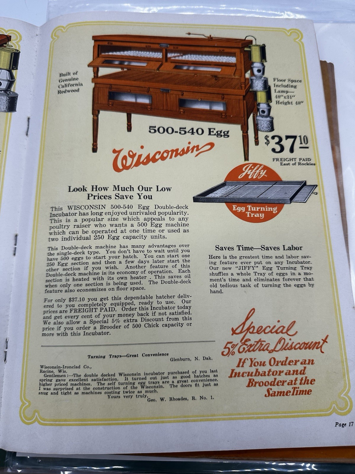 Wisconsin-Ironclad 30th Annual Catalog Incubators Brooders Racine, WI Ephemera
