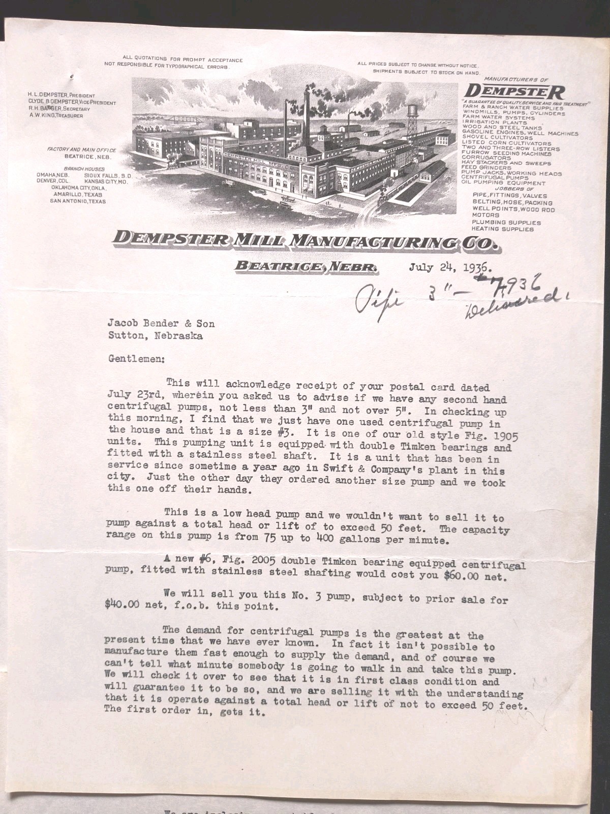 1917 Dempster Farm Tool Sales Brochure And Price List 7pc Dealer Advertising Pic