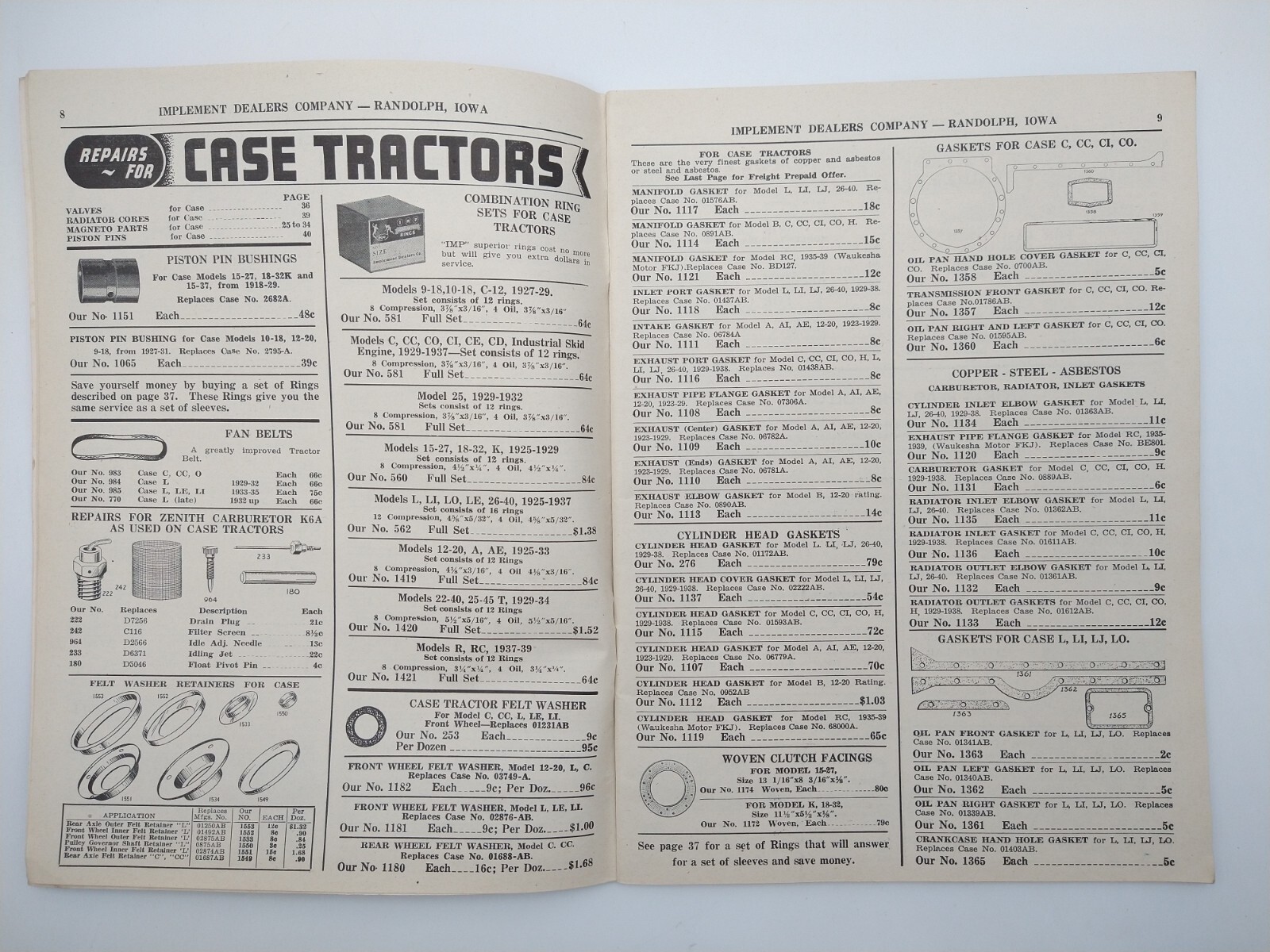 VTG 1943 Implement Dealers Co. Catalog RANDOLPH IA Tractor Truck Parts DEVIL IMP