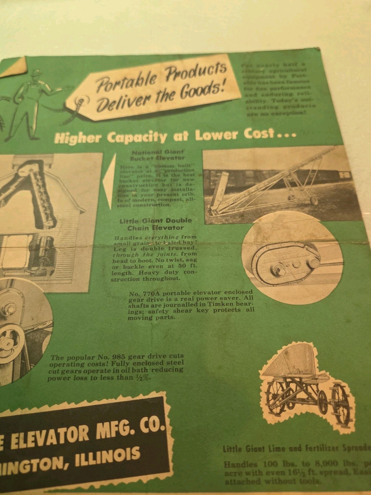 1950’s Little Giant Potable Elevators Sales Brochure Mailer-Bloomington Illinois