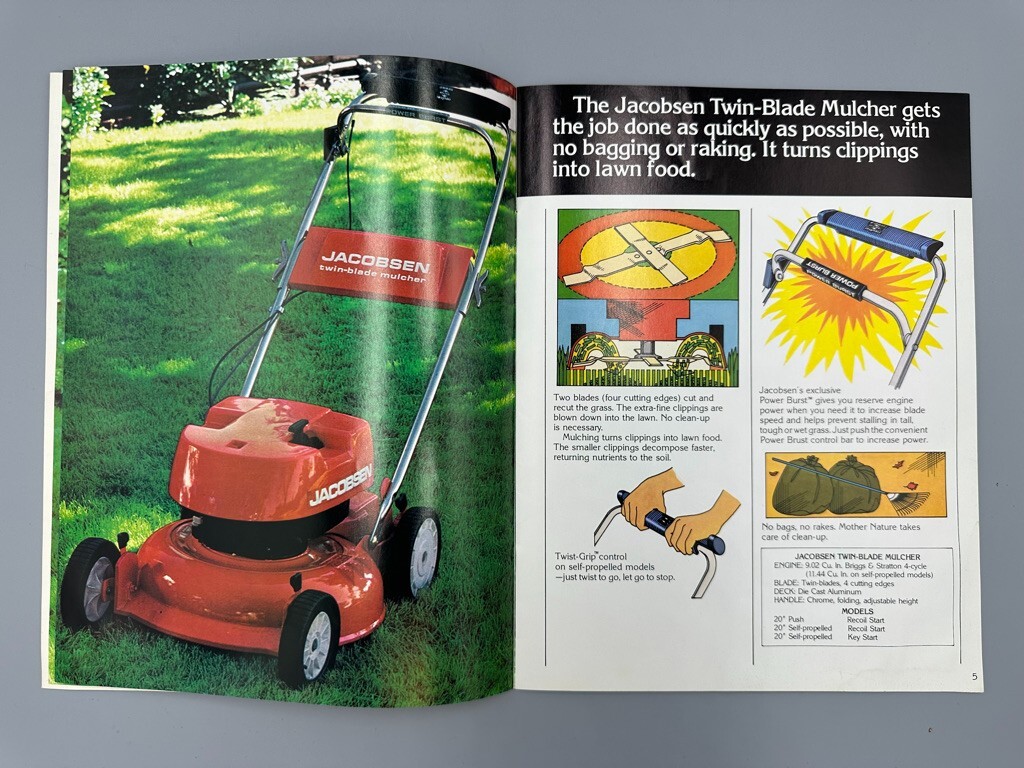 1977 JACOBSEN LAWN TRACTORS Riding Mower Advertising Catalog Vintage