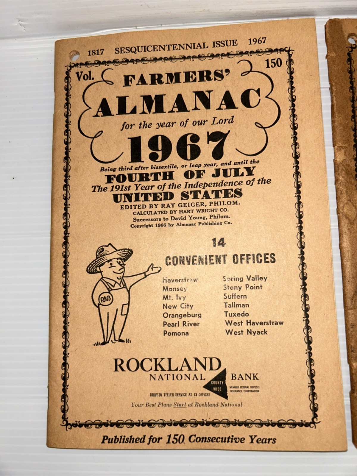 Set Of 2 Collectible 1967 Farmers Almanac Vol 150 -Different Title Pages