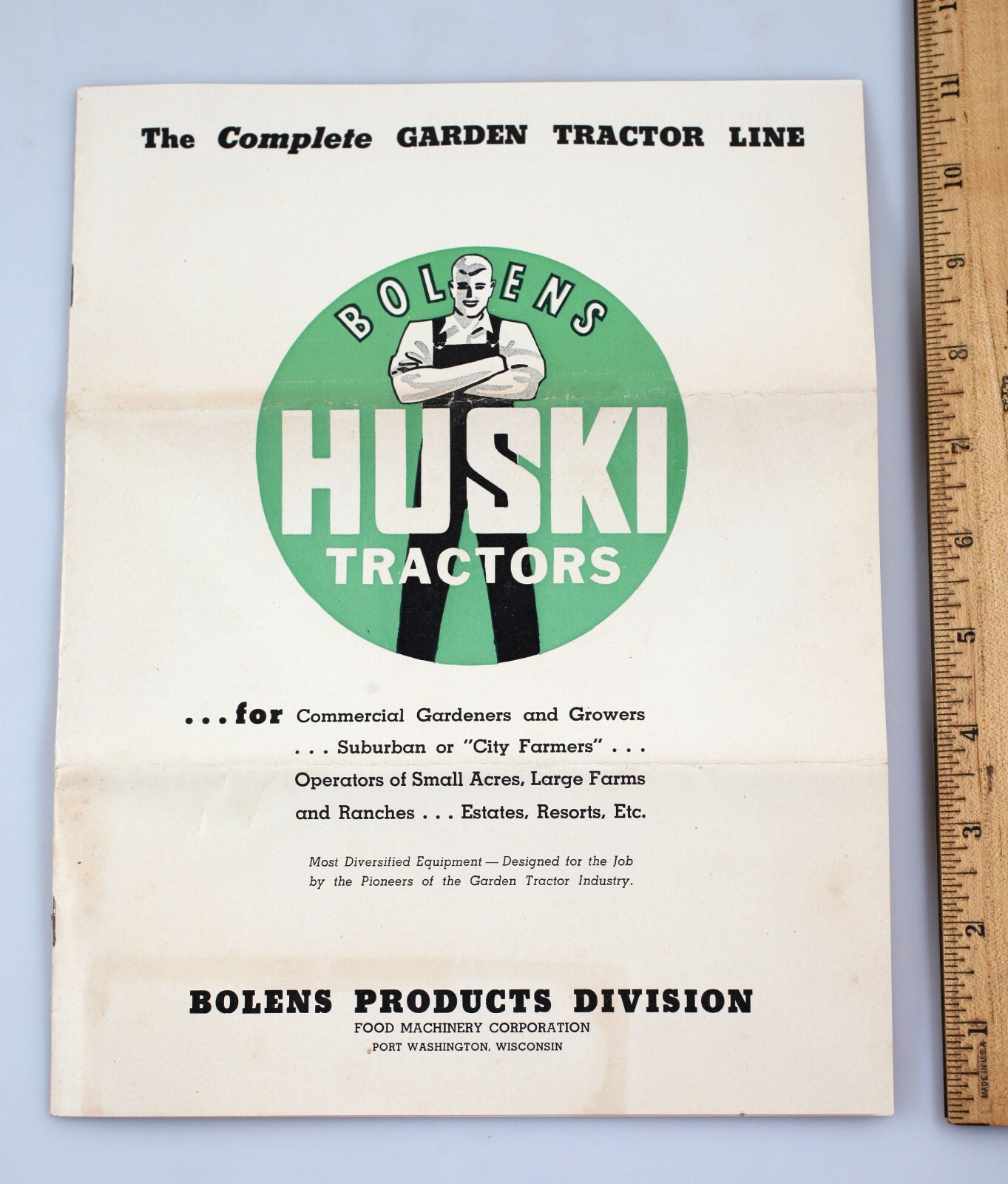 Vintage 1947 Bolens Huski Tractors Brochure Husky Port Washington Wisconsin