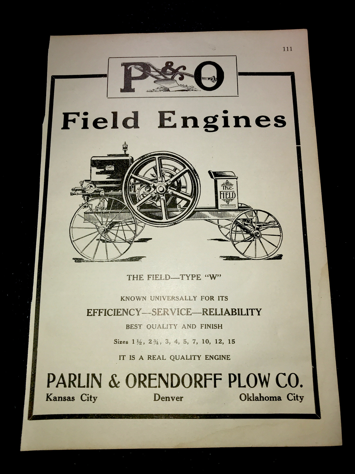 1916 Parlin & Orendorff P&O Field Engine Farm Advertising – Kansas City Missouri