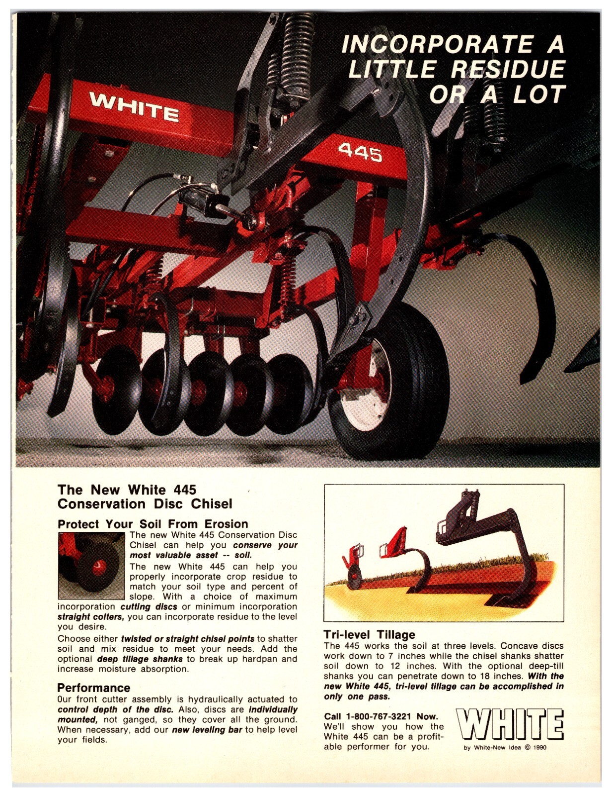 1990 White 445 Disc Chisel – Original Print Advertisement (8in x 11in)