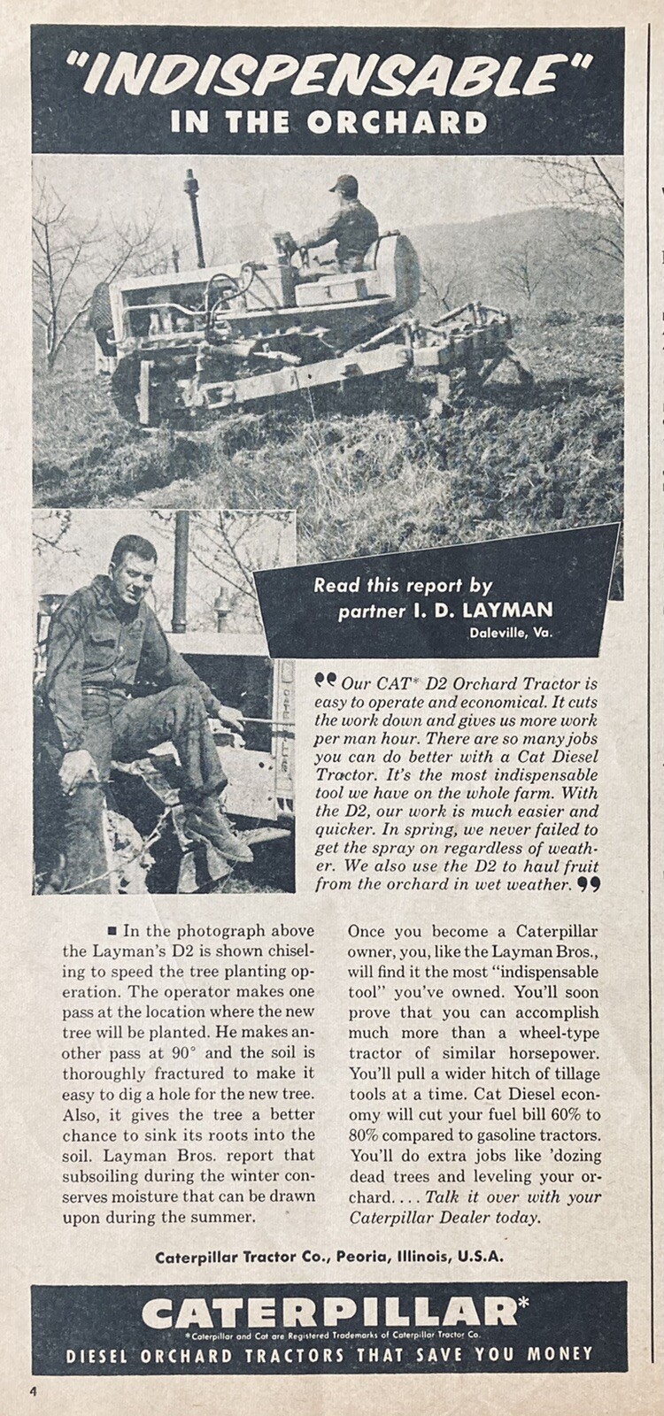 1955 AD(XG11)~CATERPILLAR TRACTOR CO. PEORIA. ILL. CAT D2 DIESEL TRACTOR