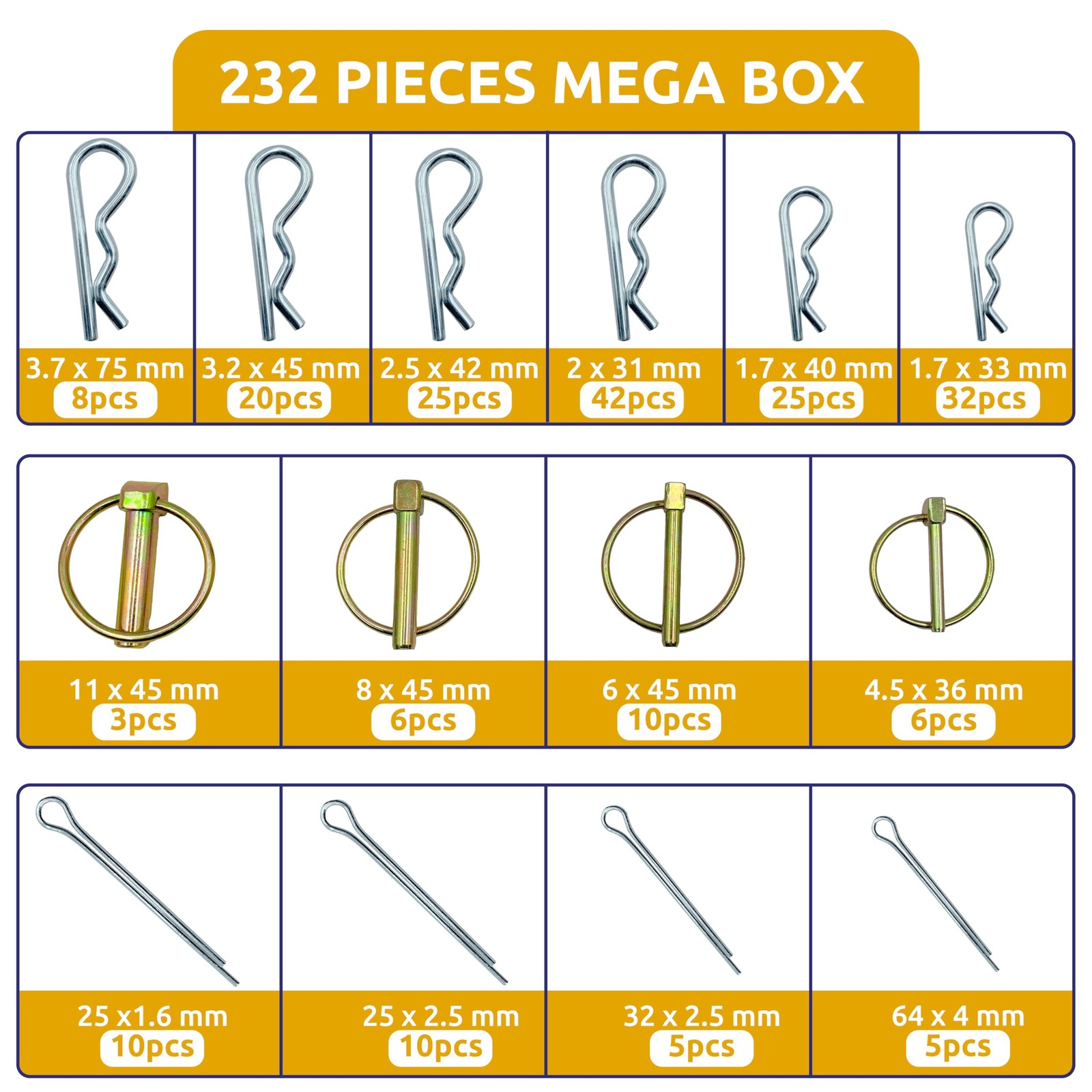232PCS of Trailer Hitch Pins, Lynch Pins, Trailer Pins, Hair Pins, PTO Pins, …