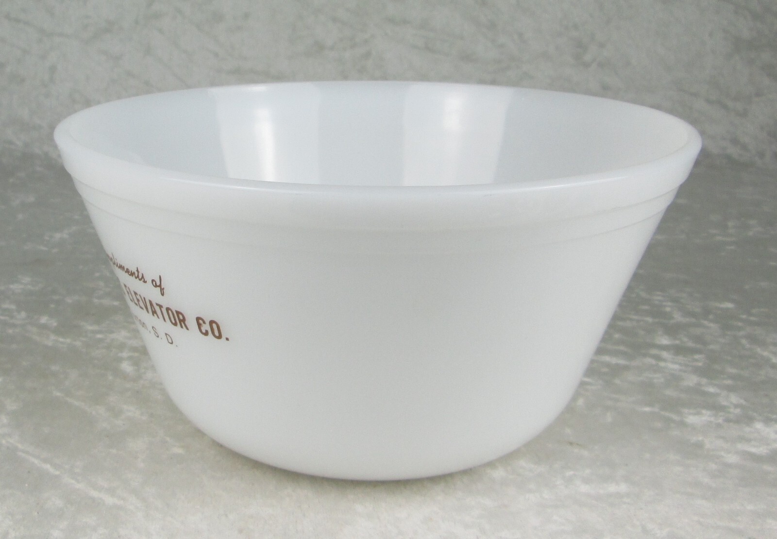 Federal Milk Glass Mixing Bowl Farmers Elevator Co. Turton S.D. South Dakota