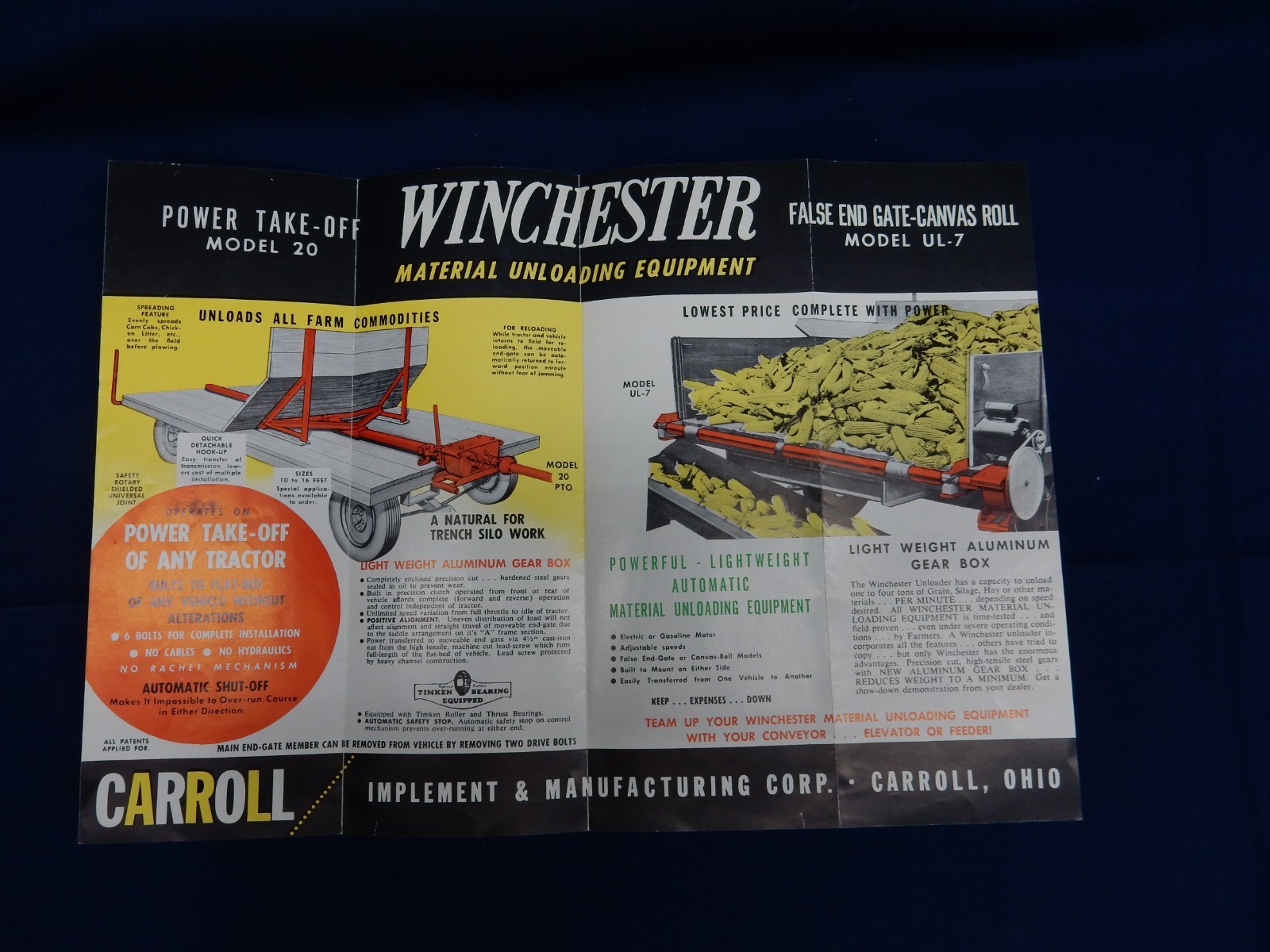 Lot of 2 Vintage Winchester Material Unloading Equipment Model 20 UL-7 Brochure