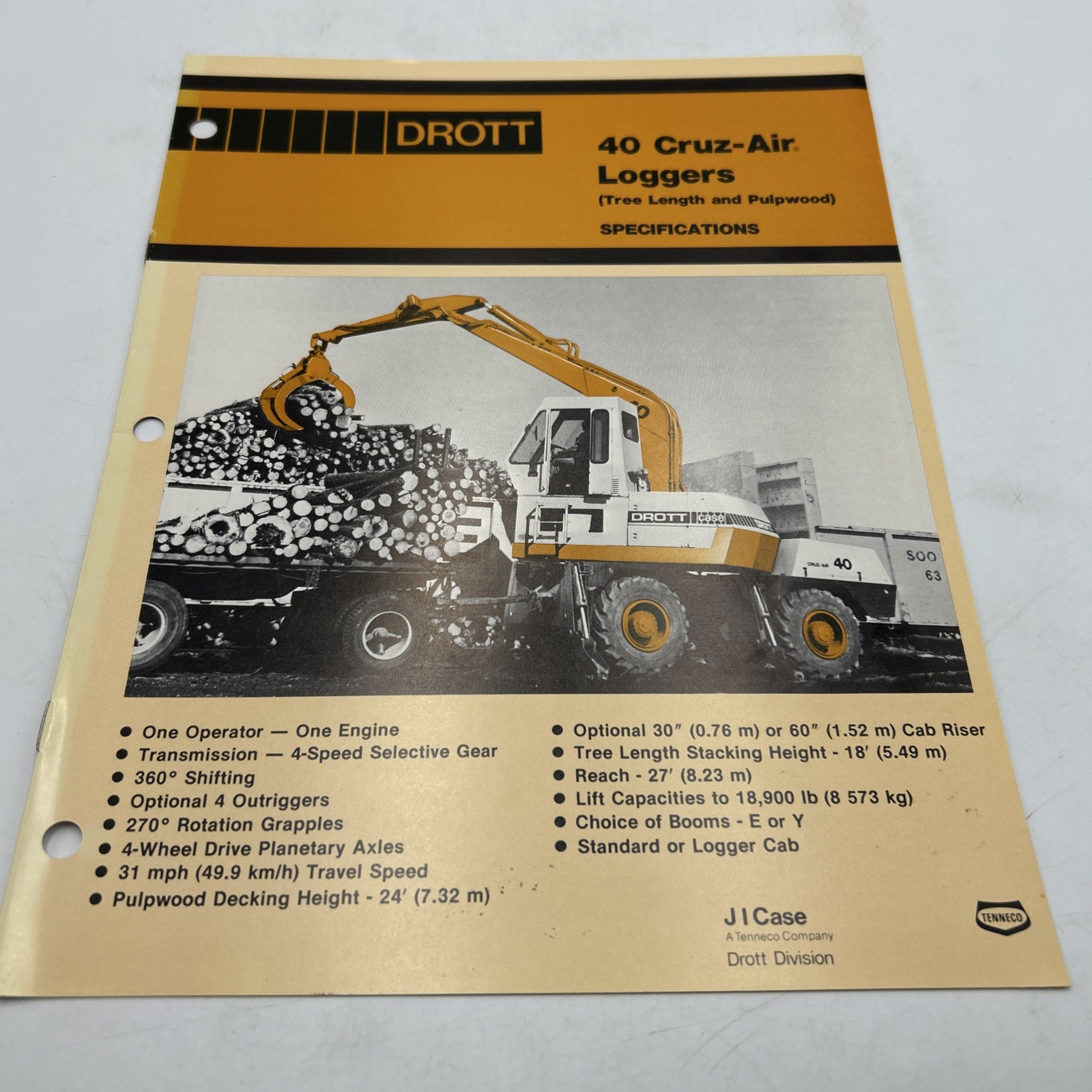 Drott 40 Cruz-Air Loggers Dealer&rsquo;s Brochure Tenneco Company