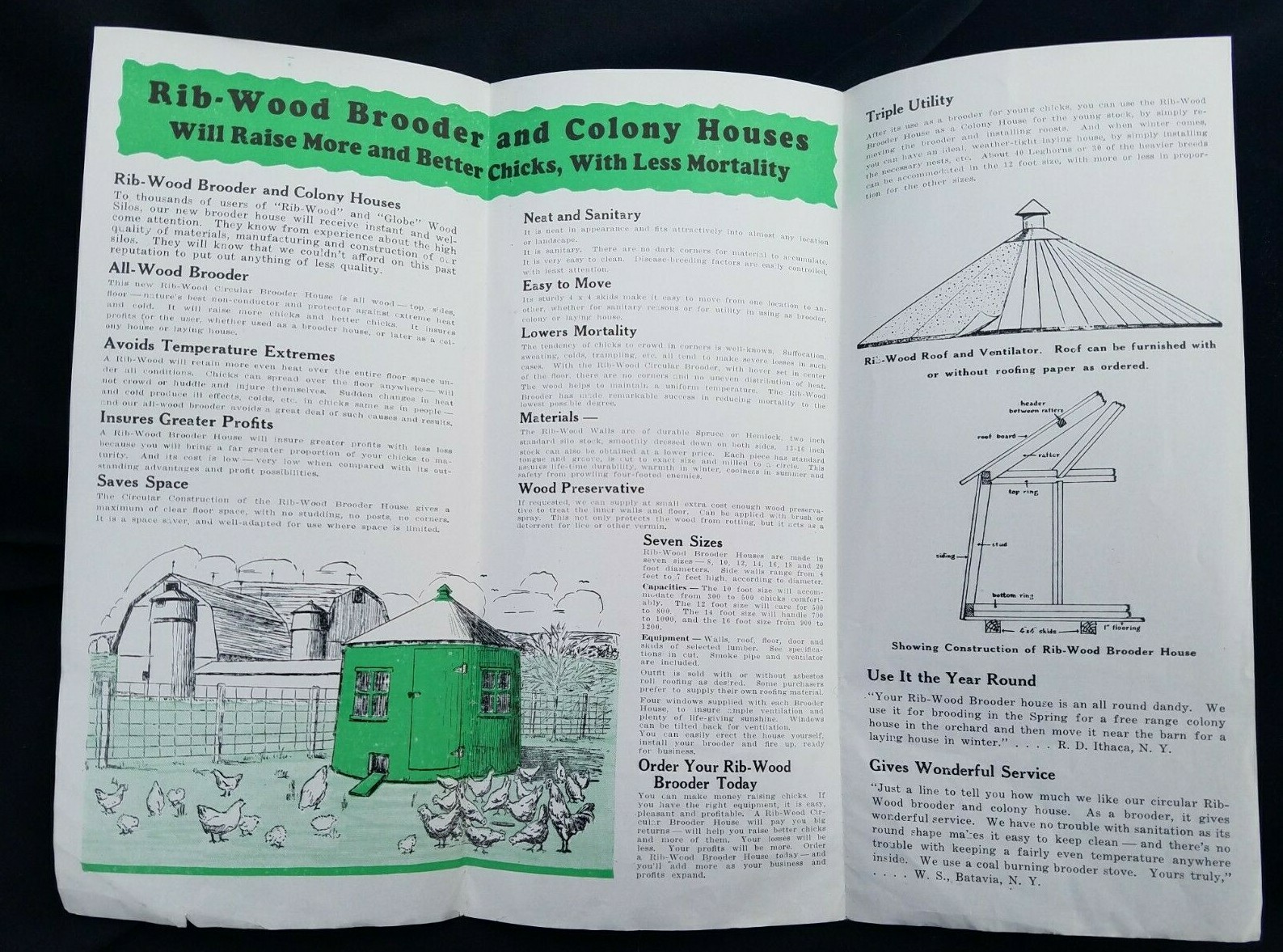 1931 Poultry Brochure Rib-Wood Brooder Houses Tanks Rib-Stone Concrete Le Roy NY