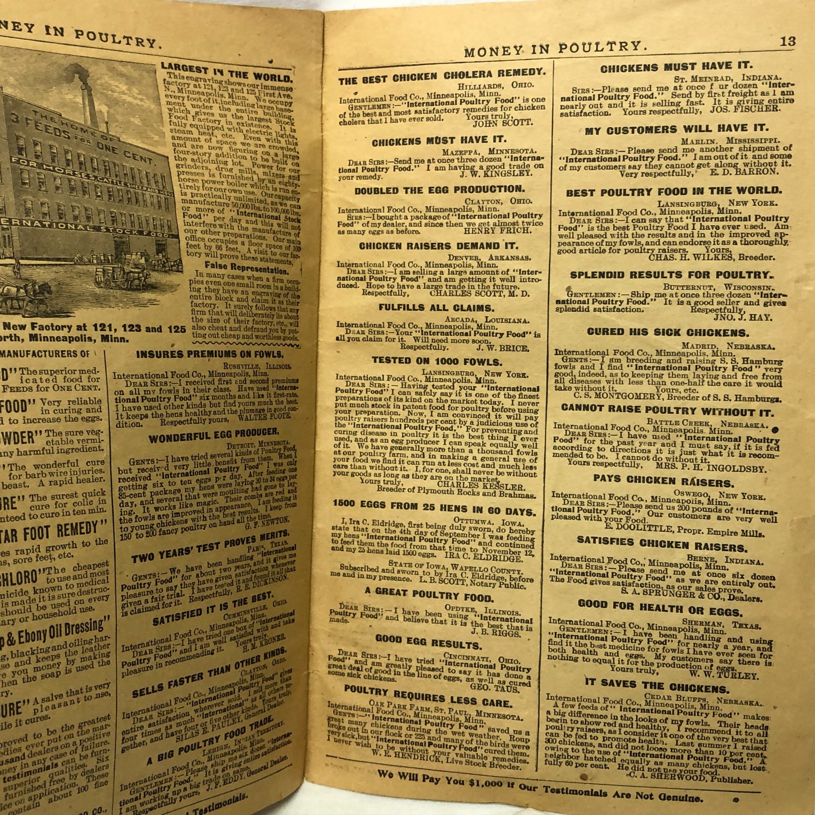 c1900s Money in Poultry Booklet International Poultry Food